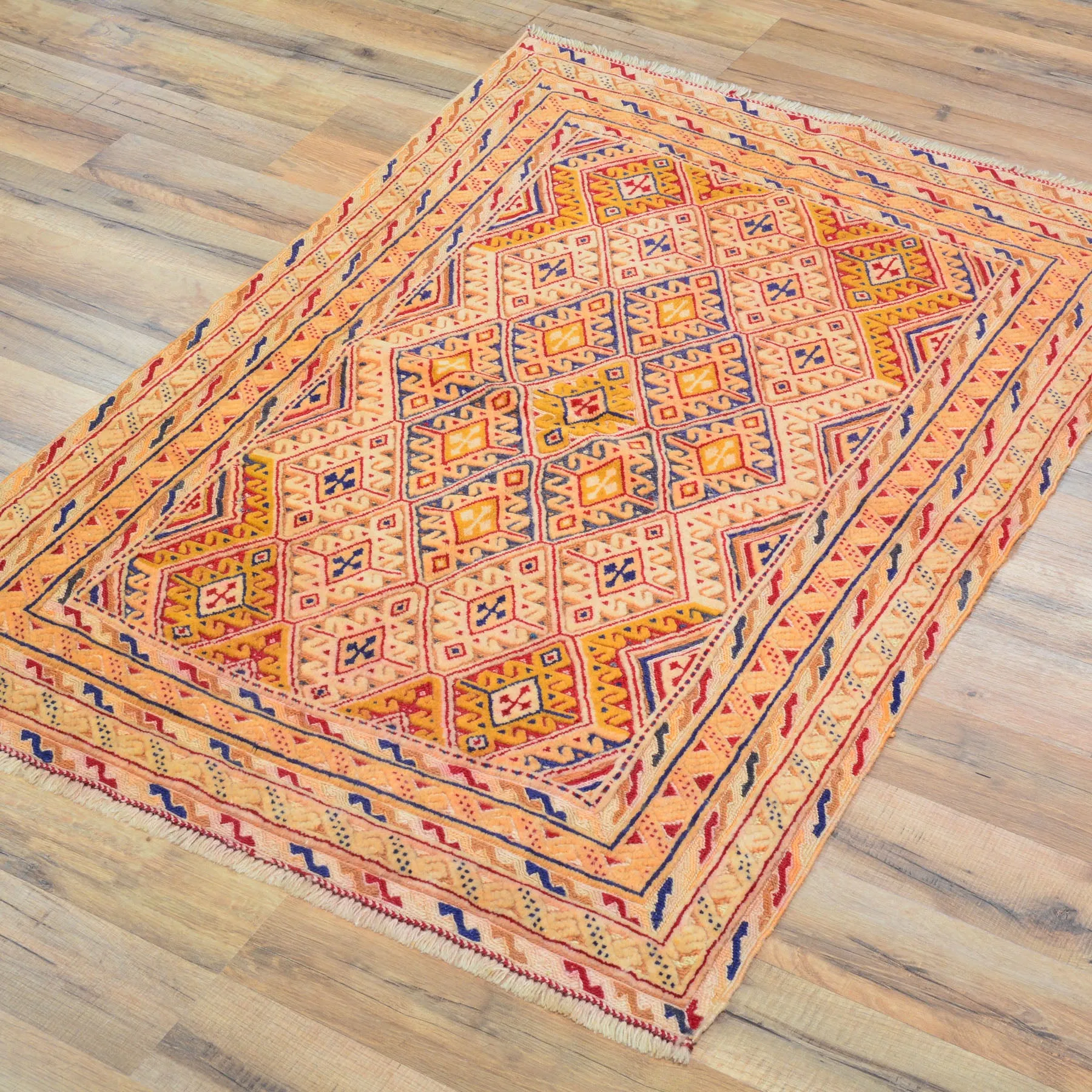 Hand-Knotted And Soumak Fine Oriental Tribal Afghan Rug (Size 2.7 X 3.10) Cwral-8394