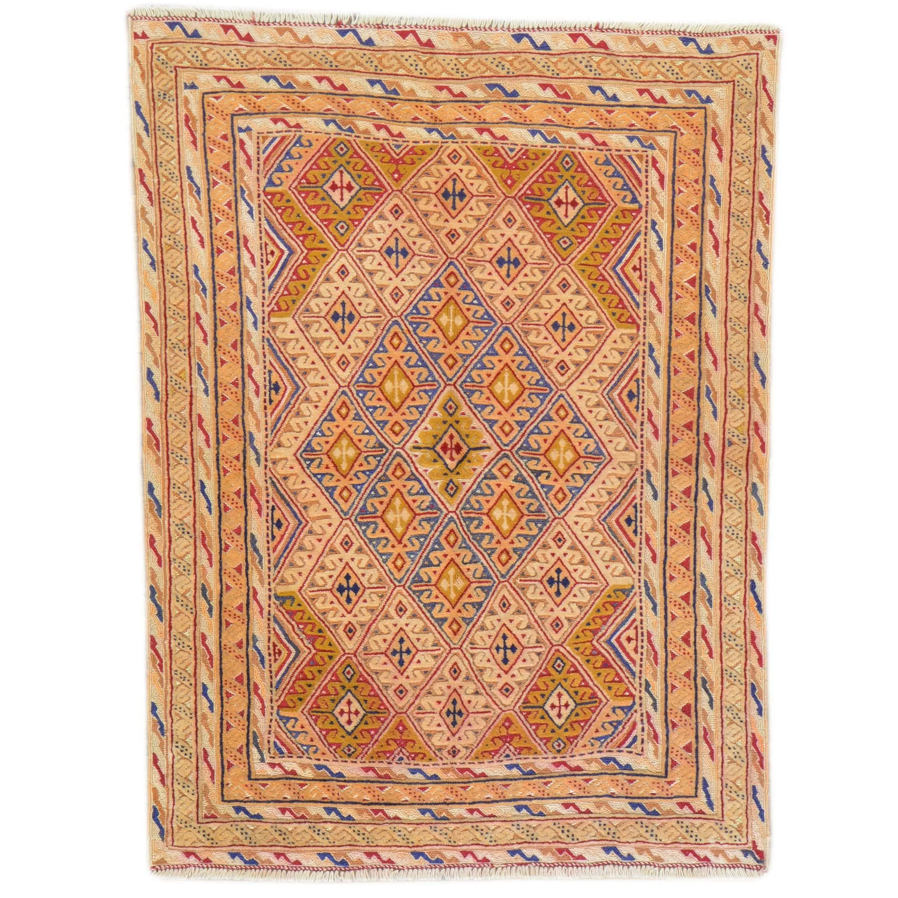 Hand-Knotted And Soumak Fine Oriental Tribal Afghan Rug (Size 2.7 X 3.10) Cwral-8394