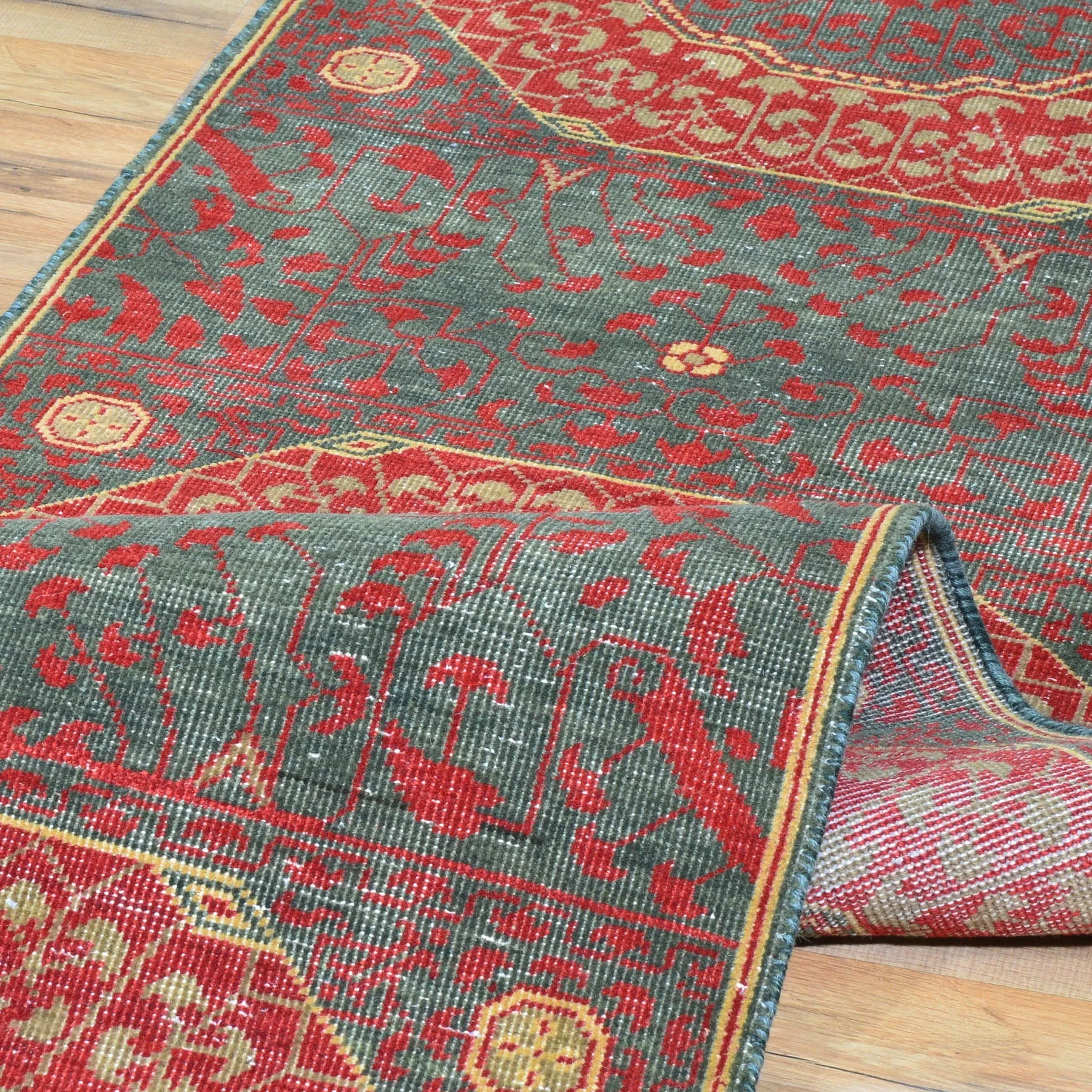 Hand-Knotted Antique Mamluk Design 100% Wool Rug (Size 2.7 X 10.0) Cwral-1806