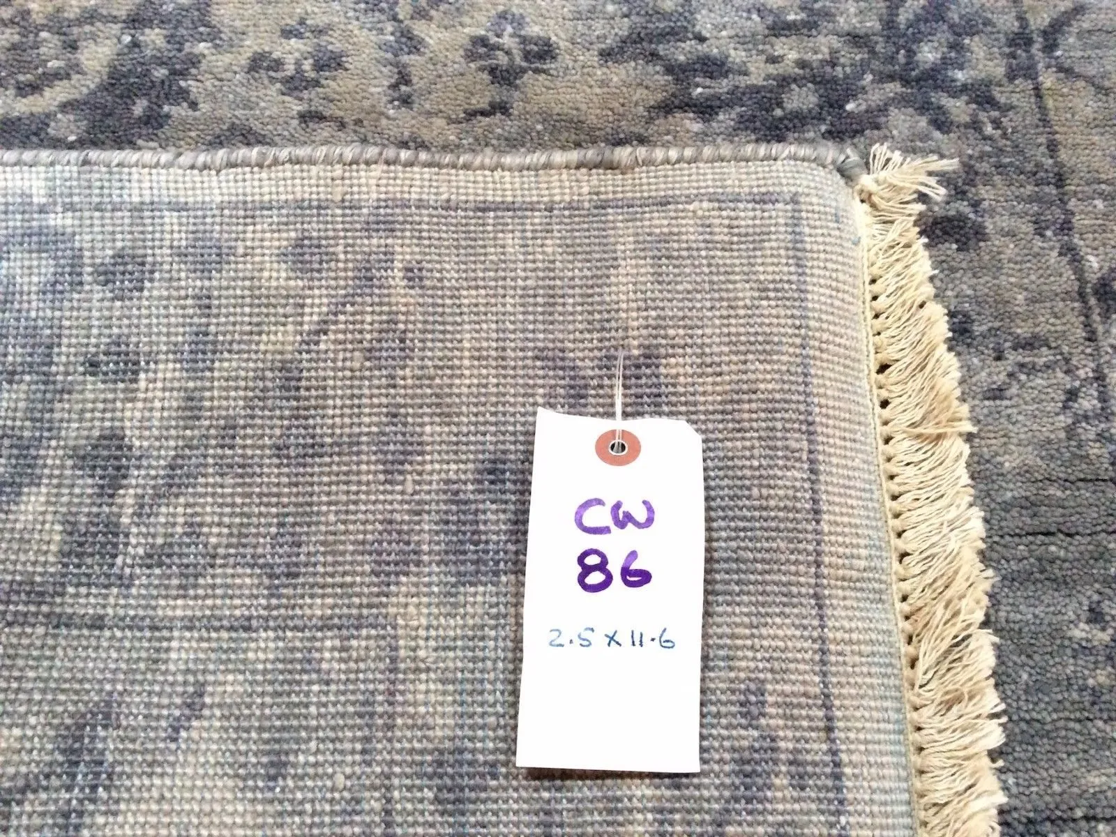 Hand-Knotted Bamboo Silk Runner Modern Handmade 100% Wool (Size 2.5 X 11.6) Brrsf-258