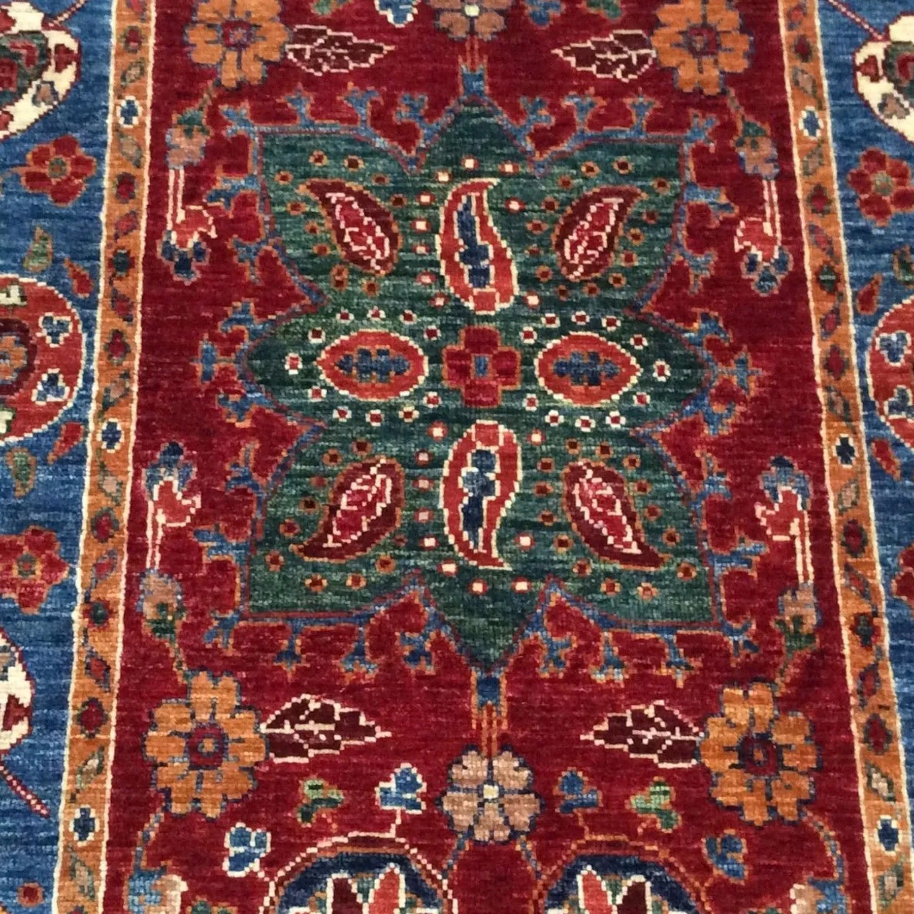 Hand-Knotted Beautiful Afghan Suzani Design 100% Wool (Size 2.9 X 10.2) Brrsf-252