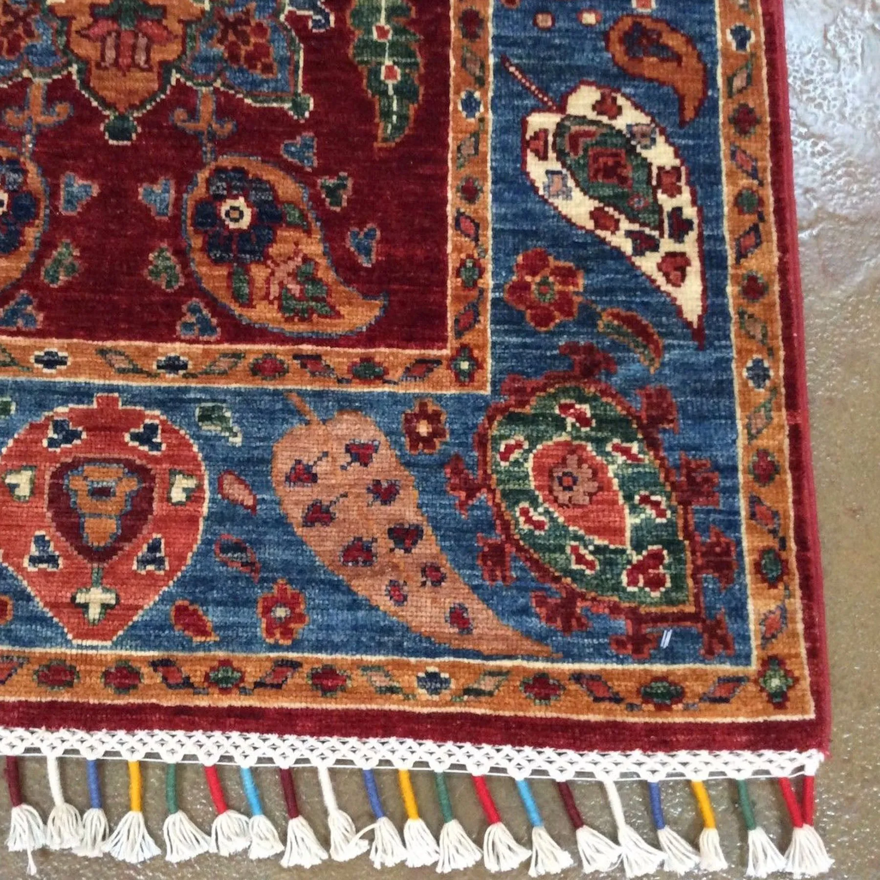 Hand-Knotted Beautiful Afghan Suzani Design 100% Wool (Size 2.9 X 10.2) Brrsf-252
