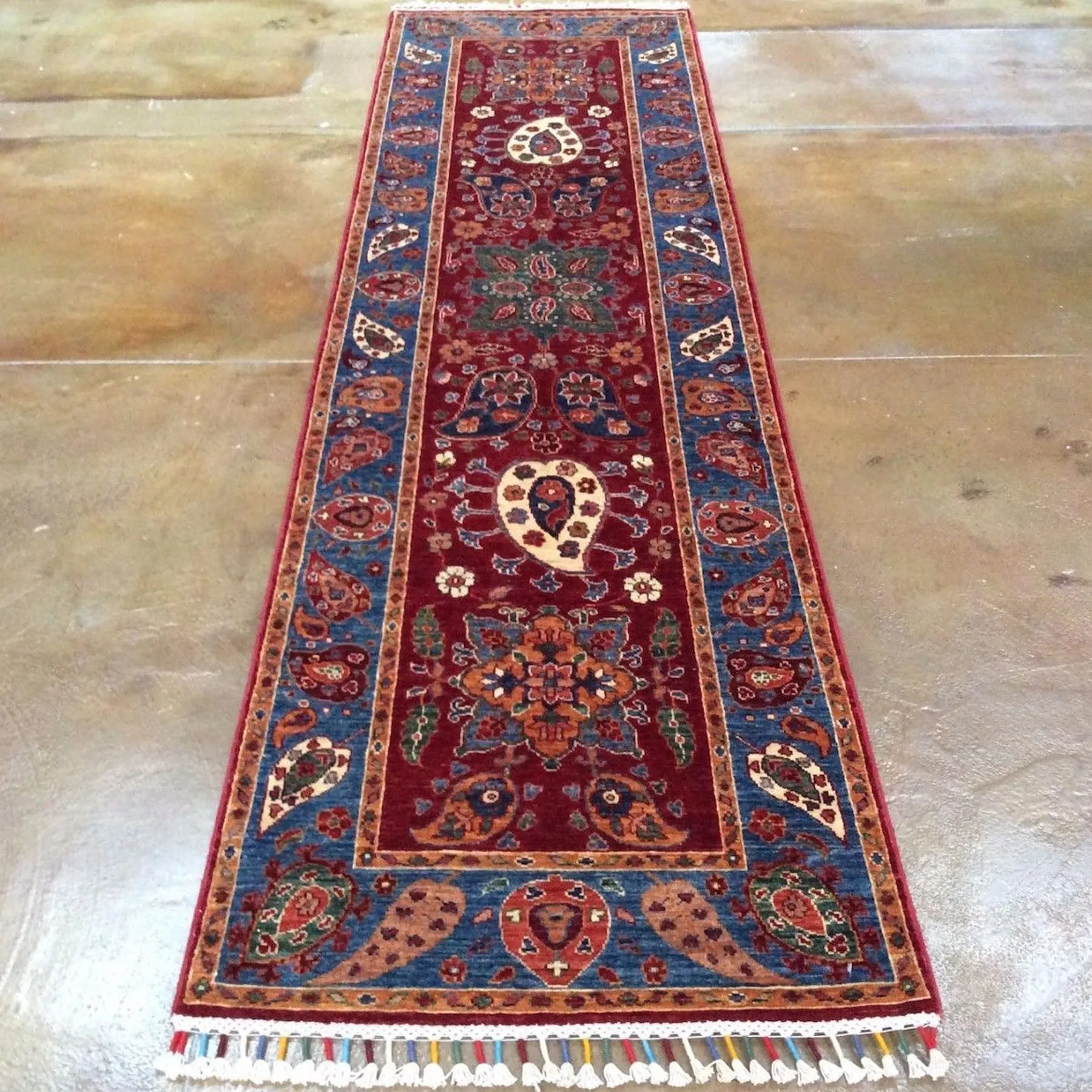 Hand-Knotted Beautiful Afghan Suzani Design 100% Wool (Size 2.9 X 10.2) Brrsf-252