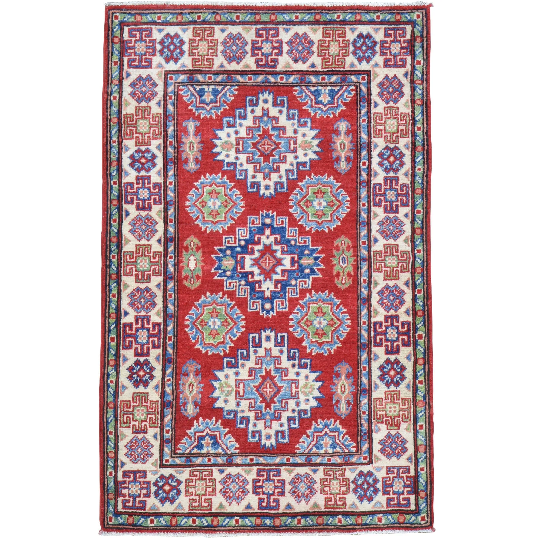 Hand-Knotted Caucasian Design Kazak Wool Handmade Rug (Size 2.9 X 4.2) Cwral-10614