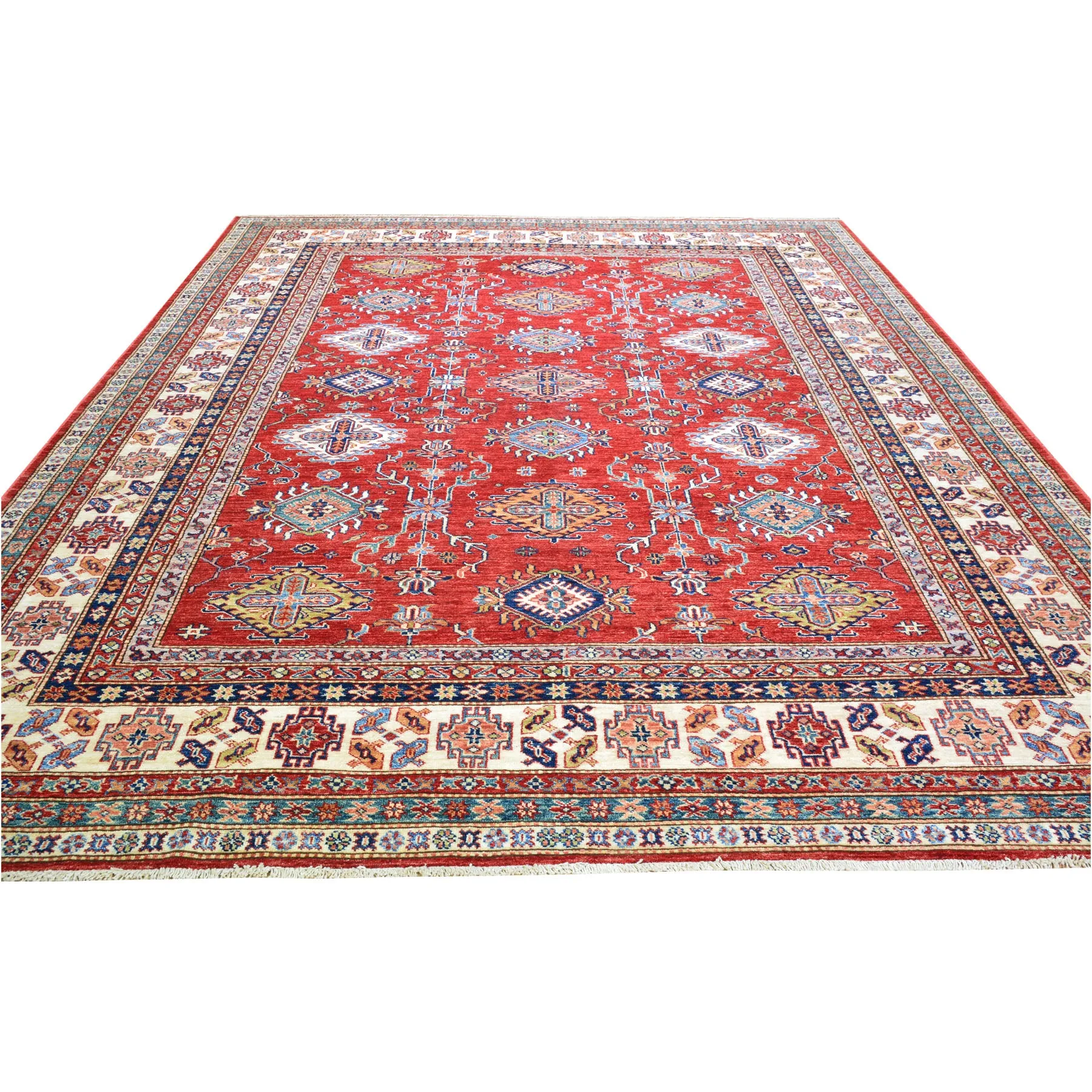 Hand-Knotted Caucasian Design Super Kazak Wool Rug (Size 8.0X 10.2) Cwral-8187