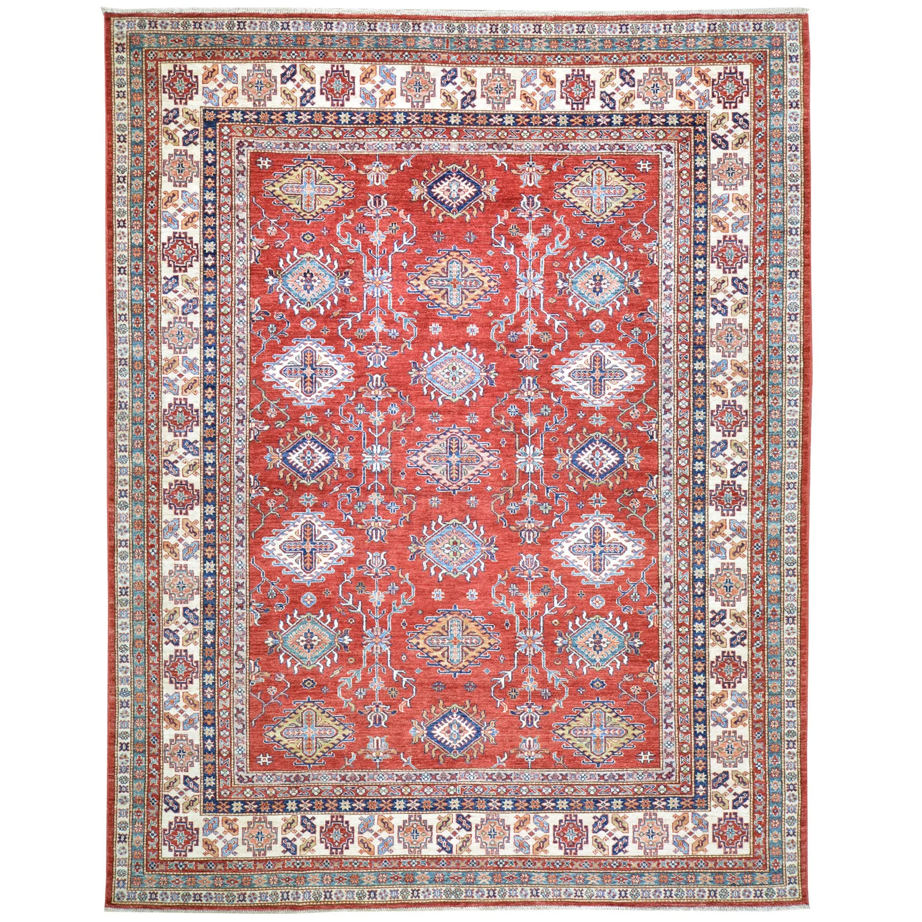 Hand-Knotted Caucasian Design Super Kazak Wool Rug (Size 8.0X 10.2) Cwral-8187