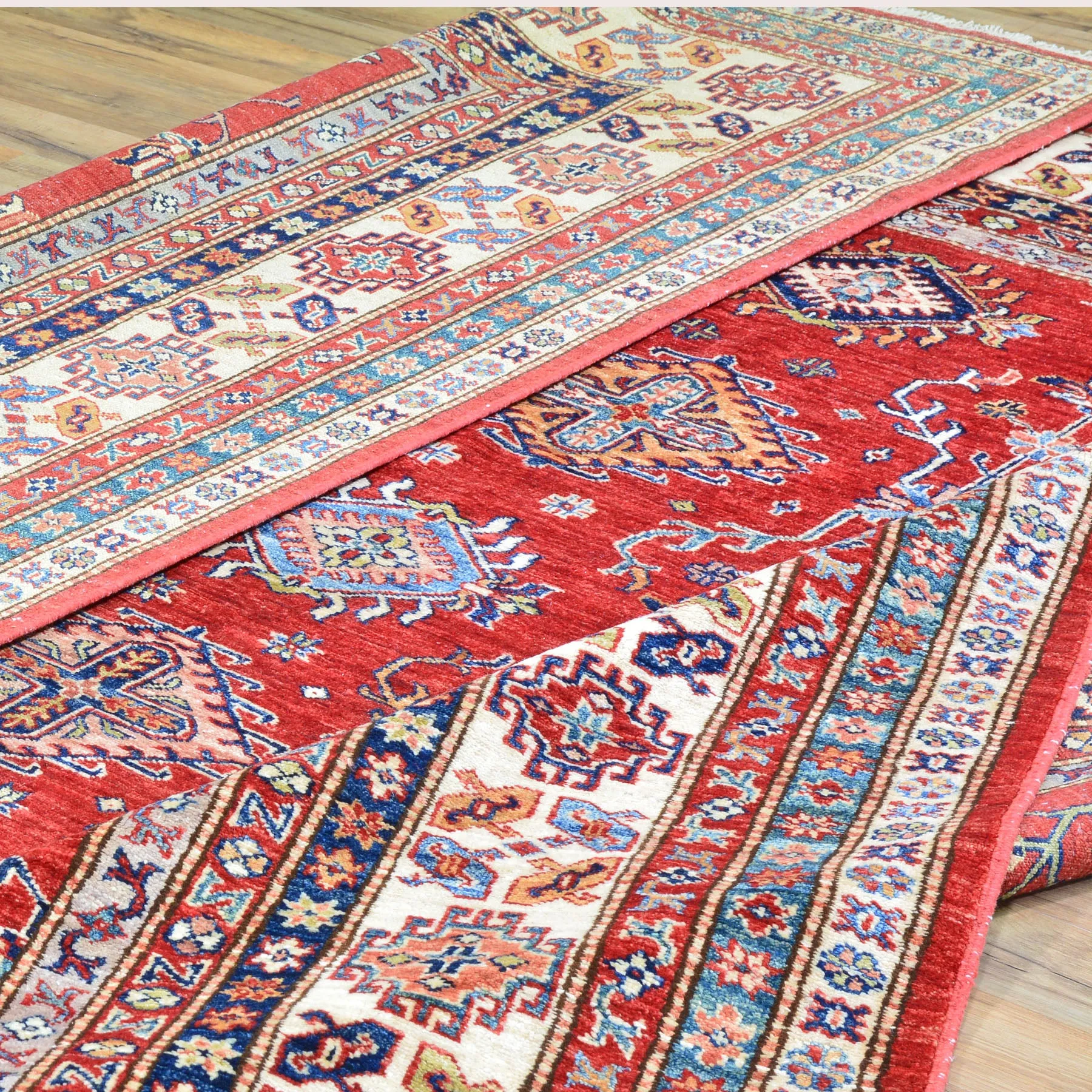 Hand-Knotted Caucasian Design Super Kazak Wool Rug (Size 8.0X 10.2) Cwral-8187