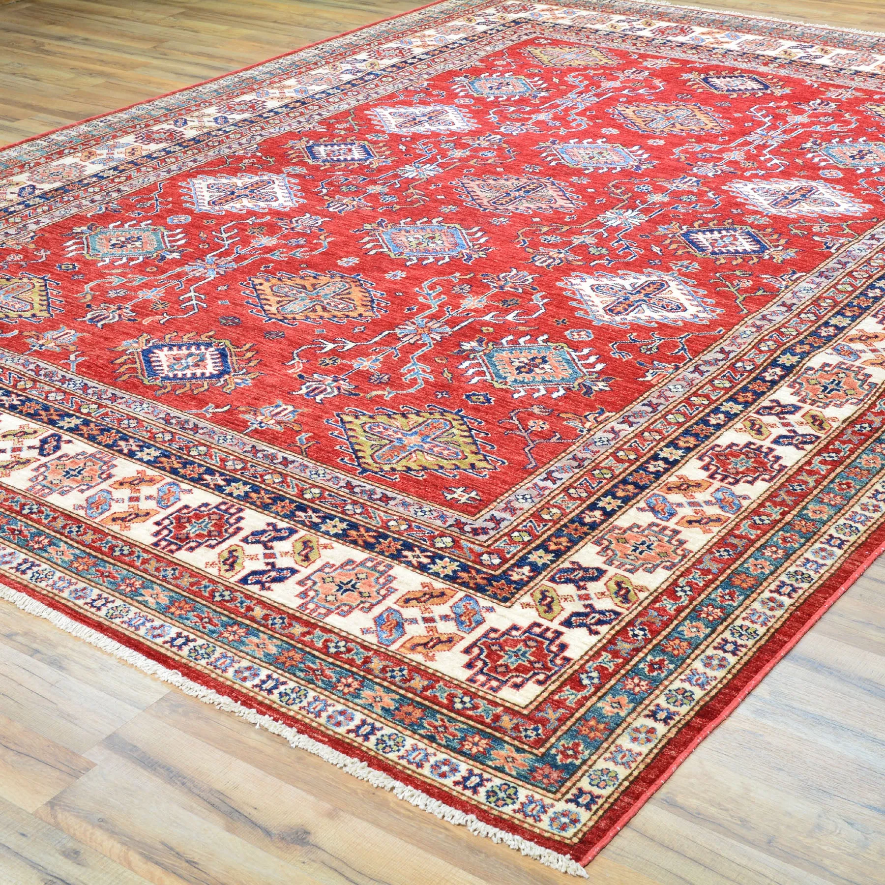 Hand-Knotted Caucasian Design Super Kazak Wool Rug (Size 8.0X 10.2) Cwral-8187