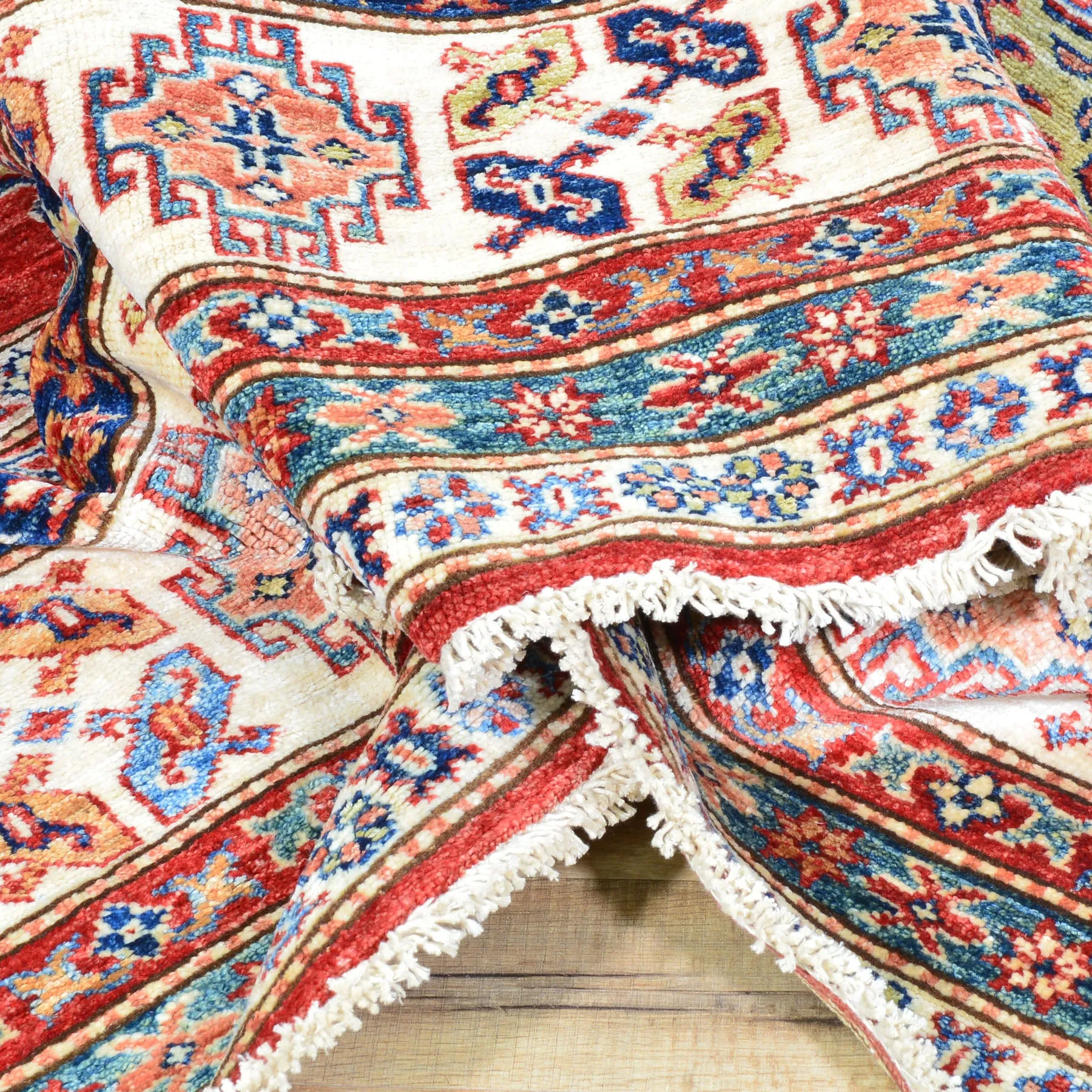 Hand-Knotted Caucasian Design Super Kazak Wool Rug (Size 8.0X 10.2) Cwral-8187