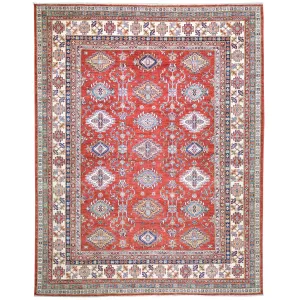 Hand-Knotted Caucasian Design Super Kazak Wool Rug (Size 8.0X 10.2) Cwral-8187