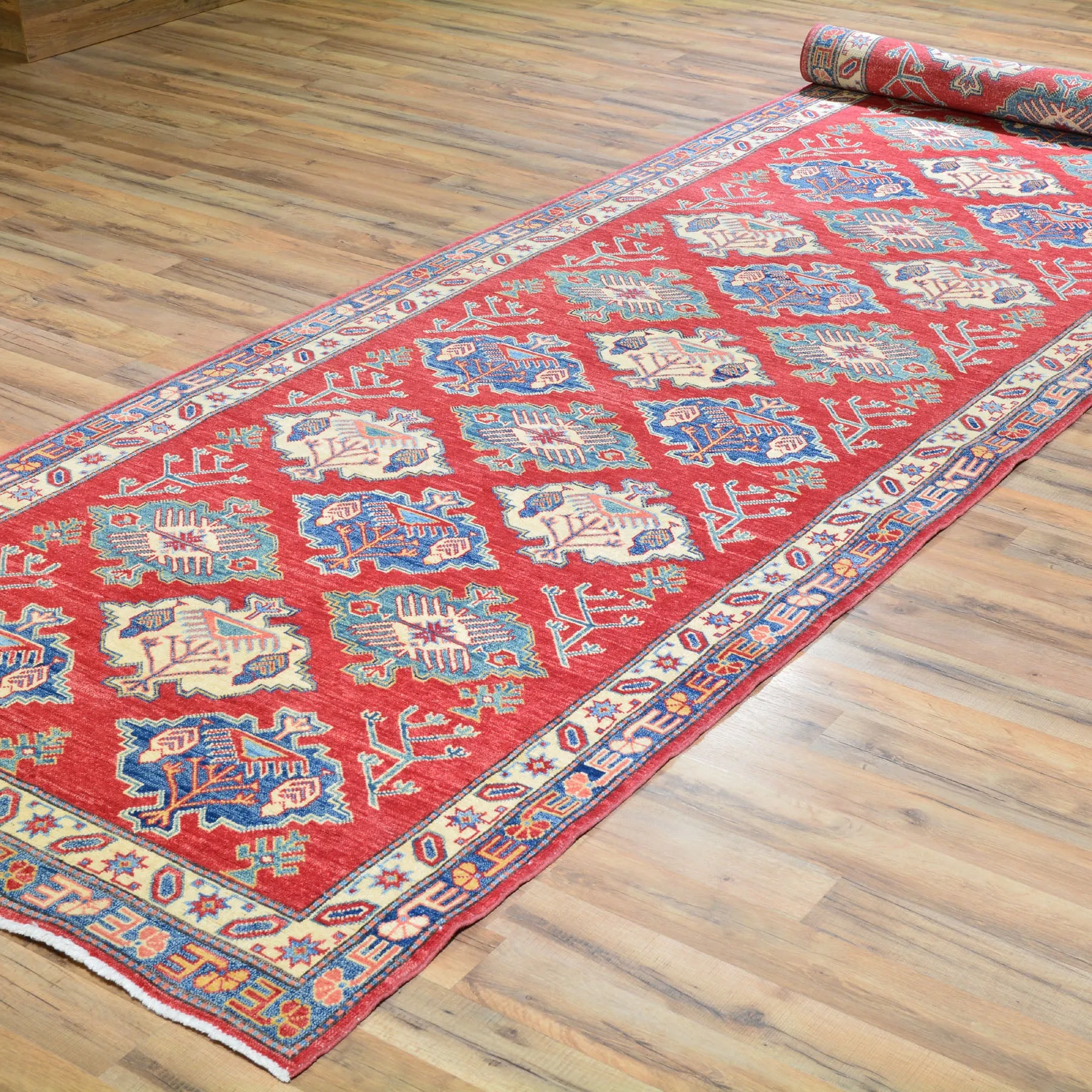 Hand-Knotted Caucasian Kazak Design Handmade Wool Rug (Size 4.3 X 14.8) Cwral-4584