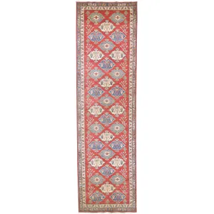 Hand-Knotted Caucasian Kazak Design Handmade Wool Rug (Size 4.3 X 14.8) Cwral-4584