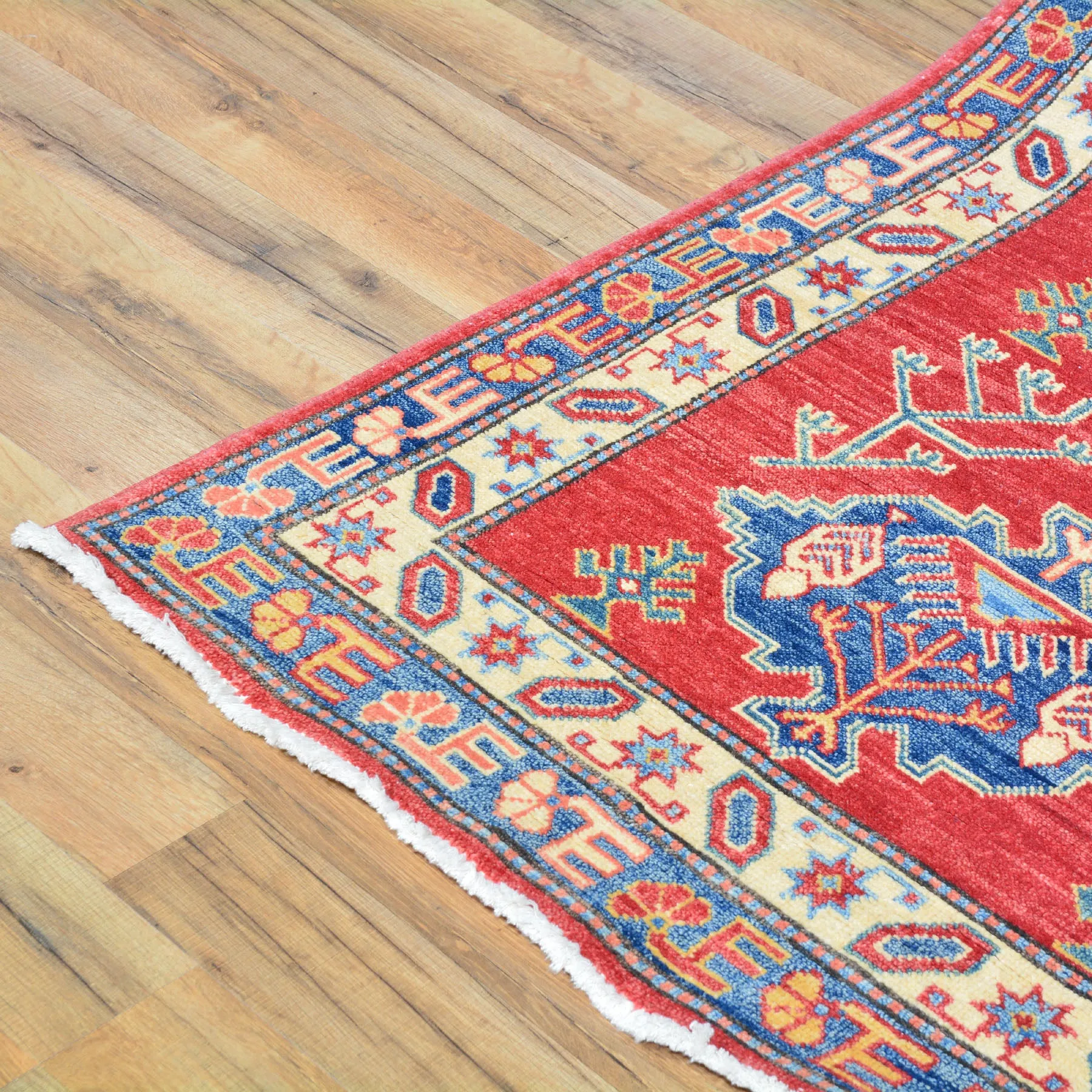 Hand-Knotted Caucasian Kazak Design Handmade Wool Rug (Size 4.3 X 14.8) Cwral-4584