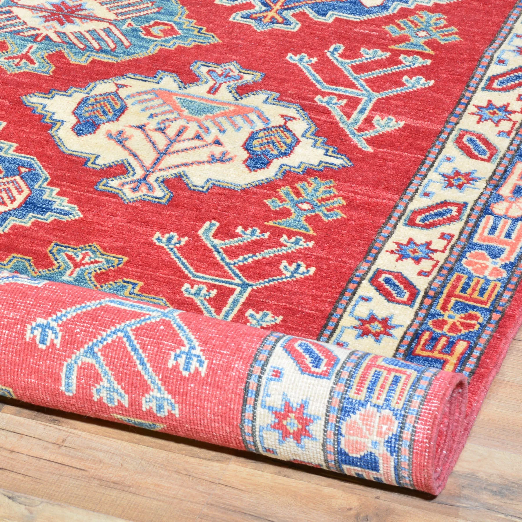 Hand-Knotted Caucasian Kazak Design Handmade Wool Rug (Size 4.3 X 14.8) Cwral-4584