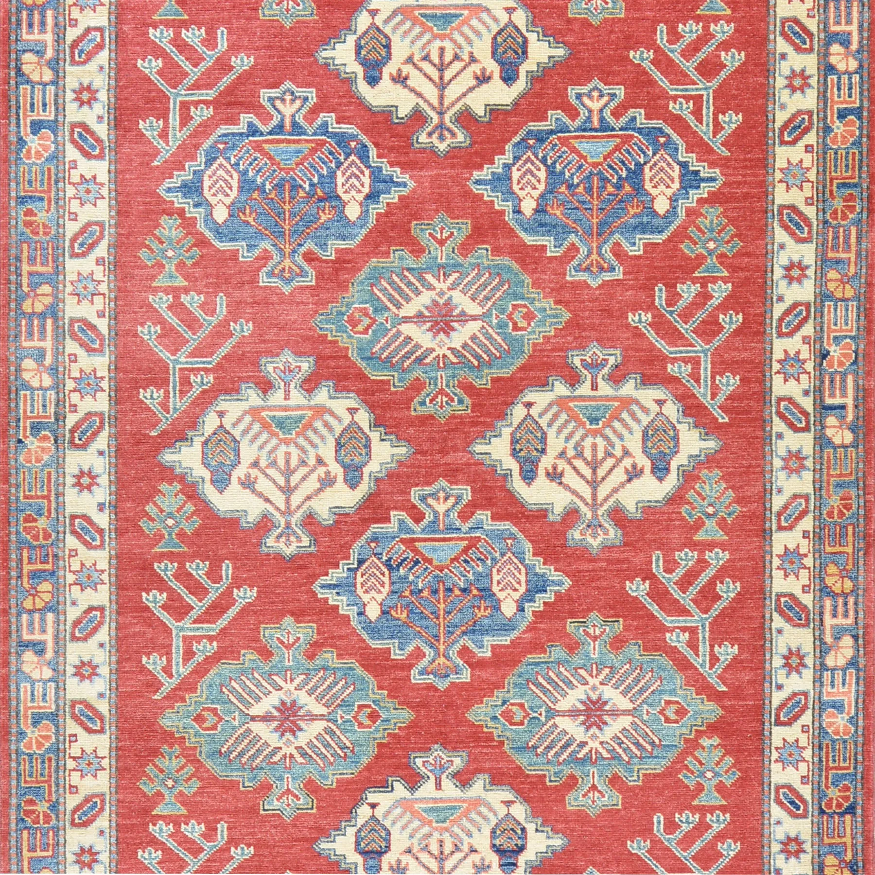 Hand-Knotted Caucasian Kazak Design Handmade Wool Rug (Size 4.3 X 14.8) Cwral-4584