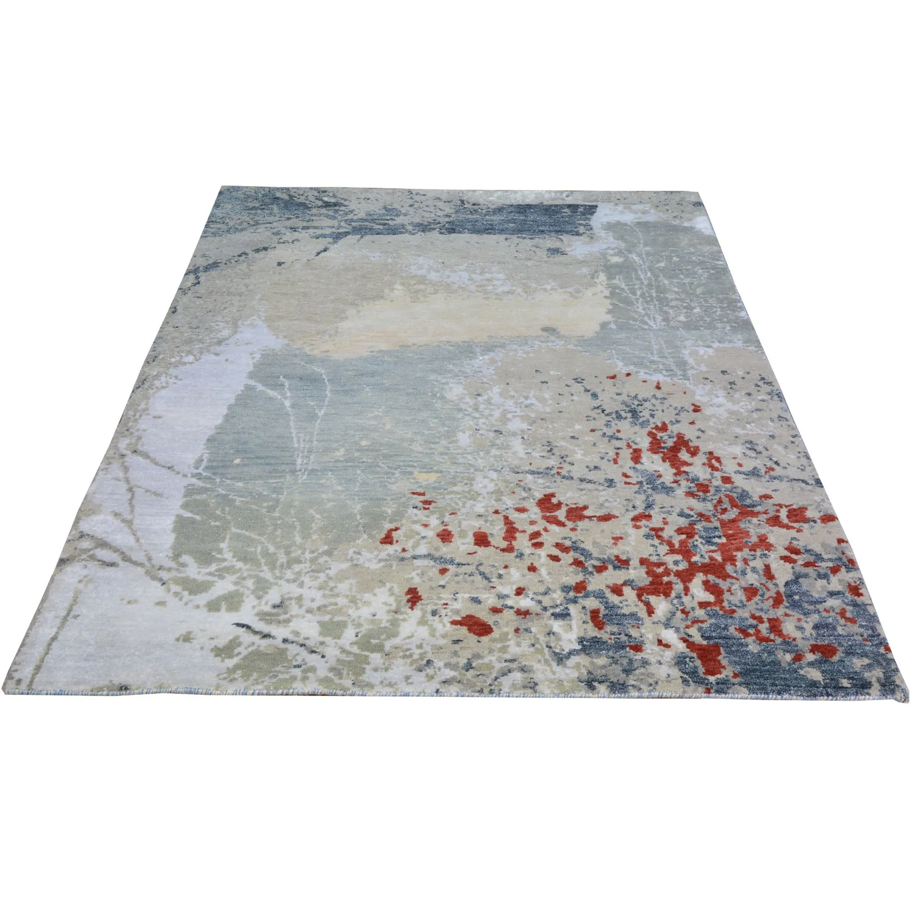 Hand-Knotted Contemporary Modern Abstract Wool Handmade Rug (Size 4.0 X 6.0) Cwral-9084