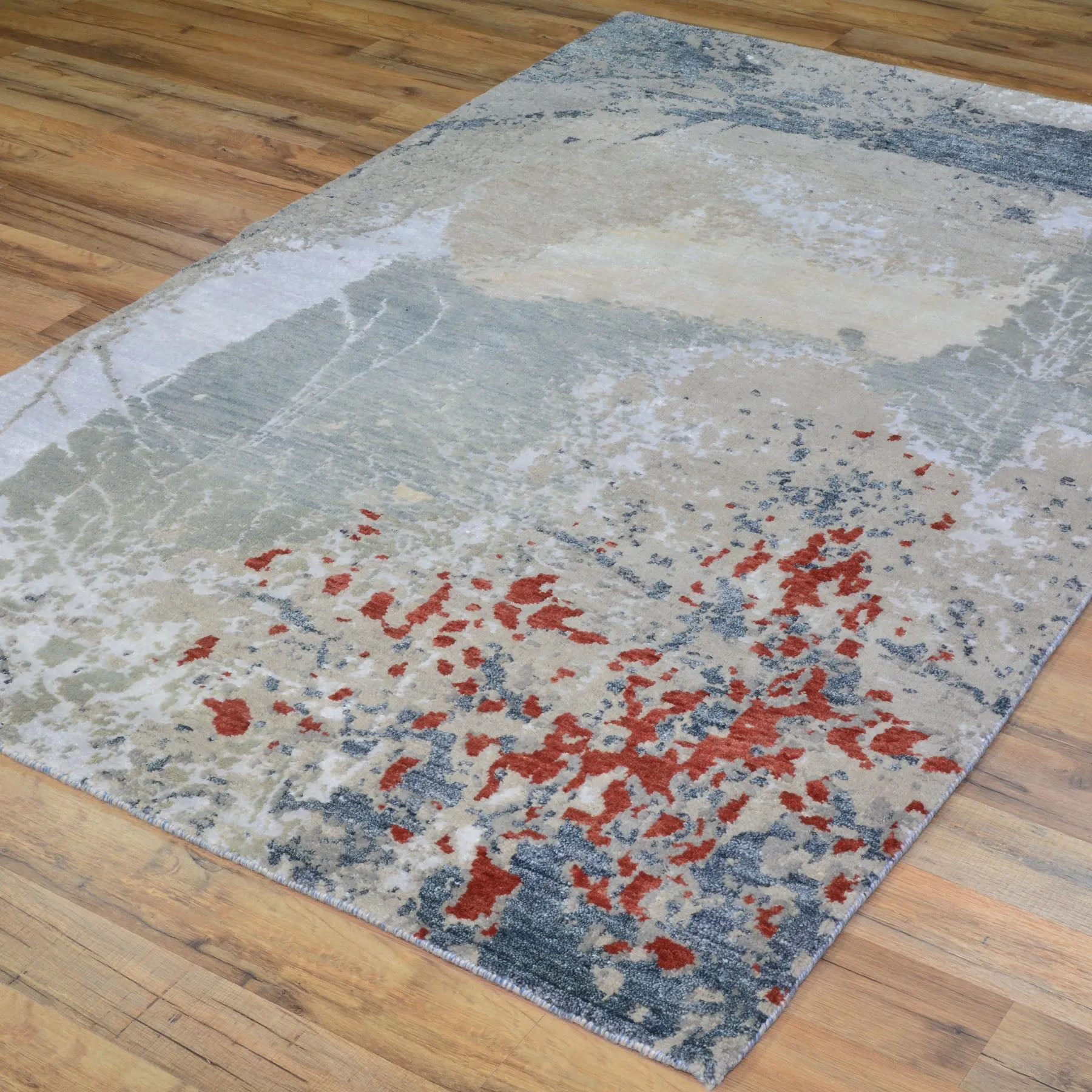 Hand-Knotted Contemporary Modern Abstract Wool Handmade Rug (Size 4.0 X 6.0) Cwral-9084