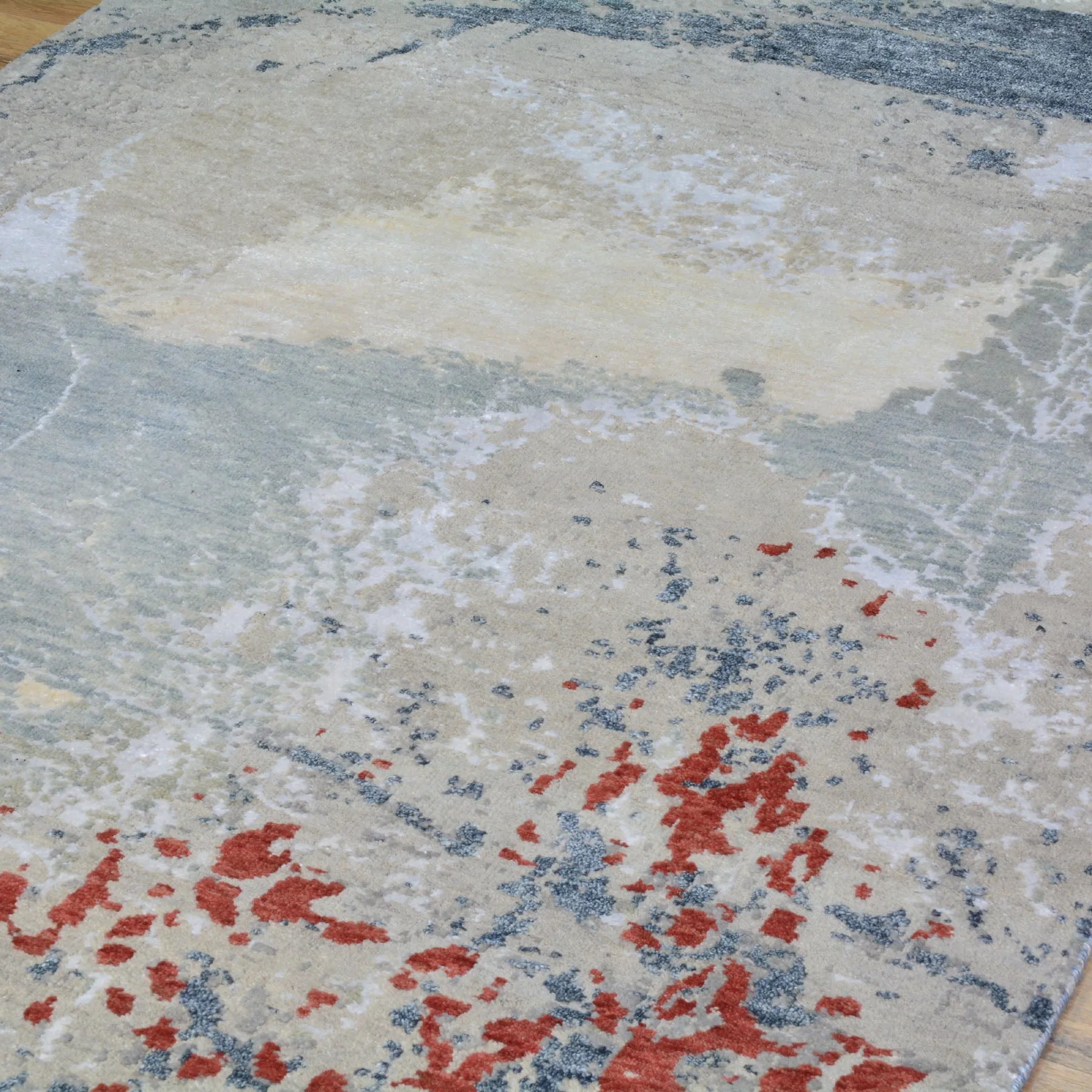 Hand-Knotted Contemporary Modern Abstract Wool Handmade Rug (Size 4.0 X 6.0) Cwral-9084
