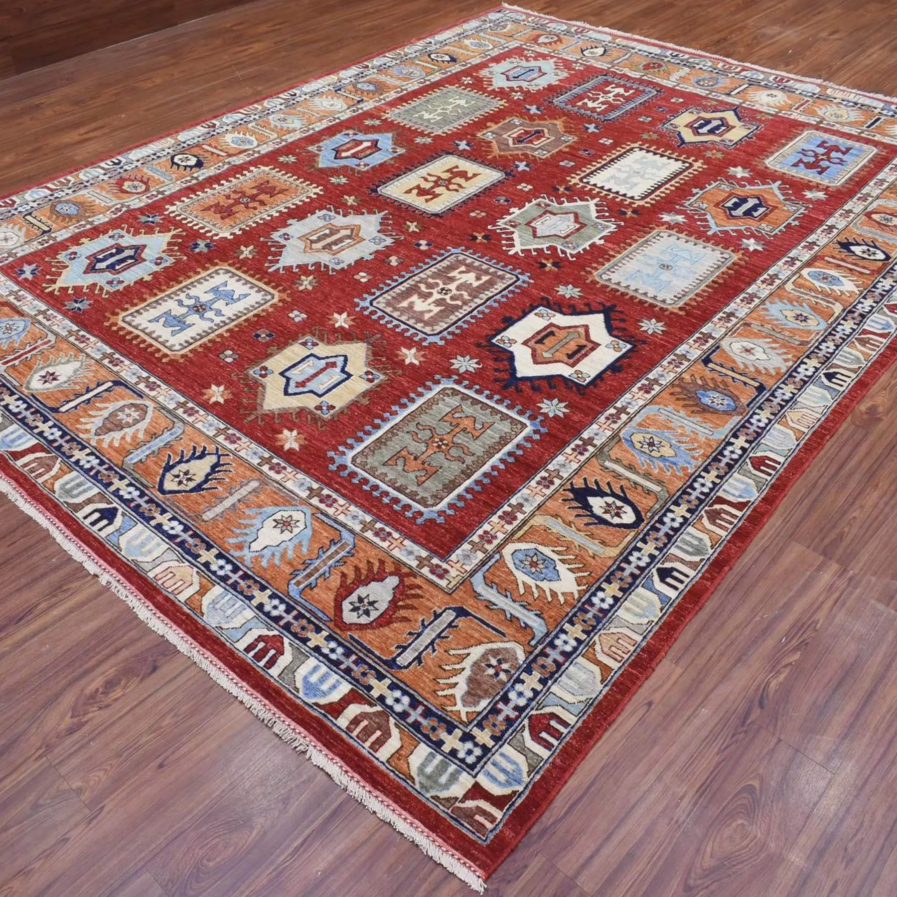 Hand-Knotted Ersari Tribal Design Handmade Wool Traditional Rug (Size 9.2 X 12.0) Cwral-9852