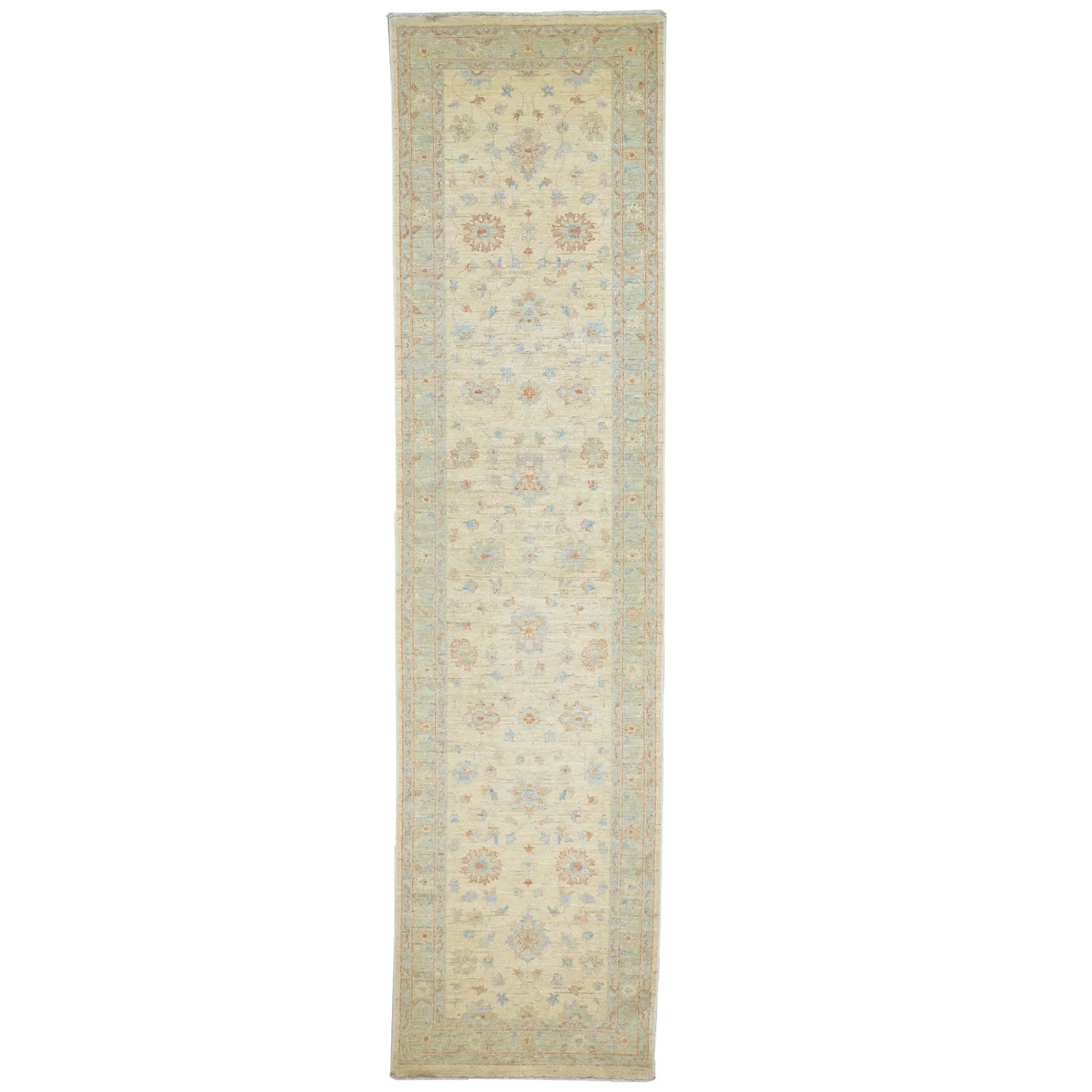 Hand-Knotted Fine Afghan Chobi Oushak Design 100% Wool (Size 3.0 X 11.9) Brral-1578