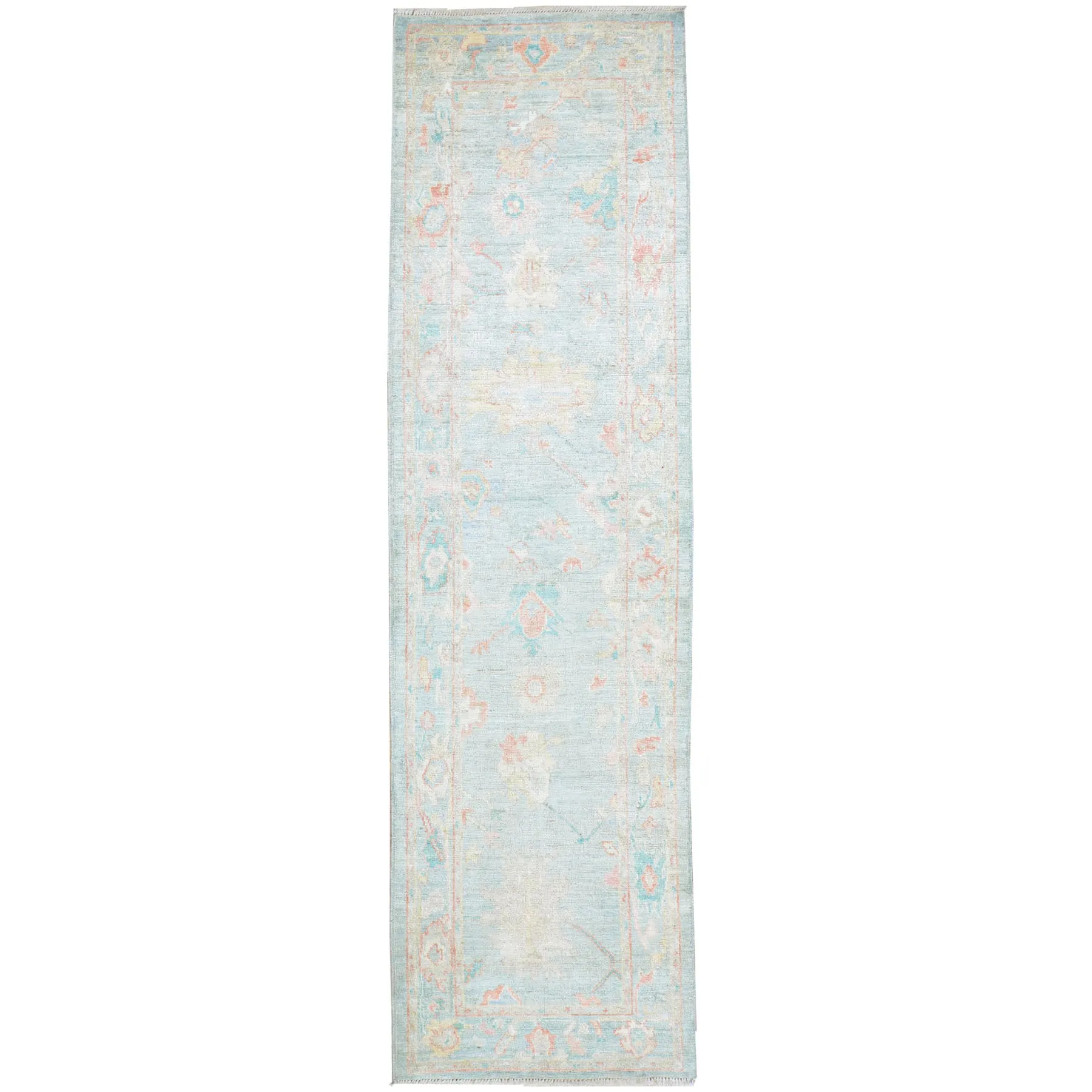 Hand-Knotted Fine Afghan Oushak Design 100% Wool (Size 2.9 X 9.8) Cwral-8247