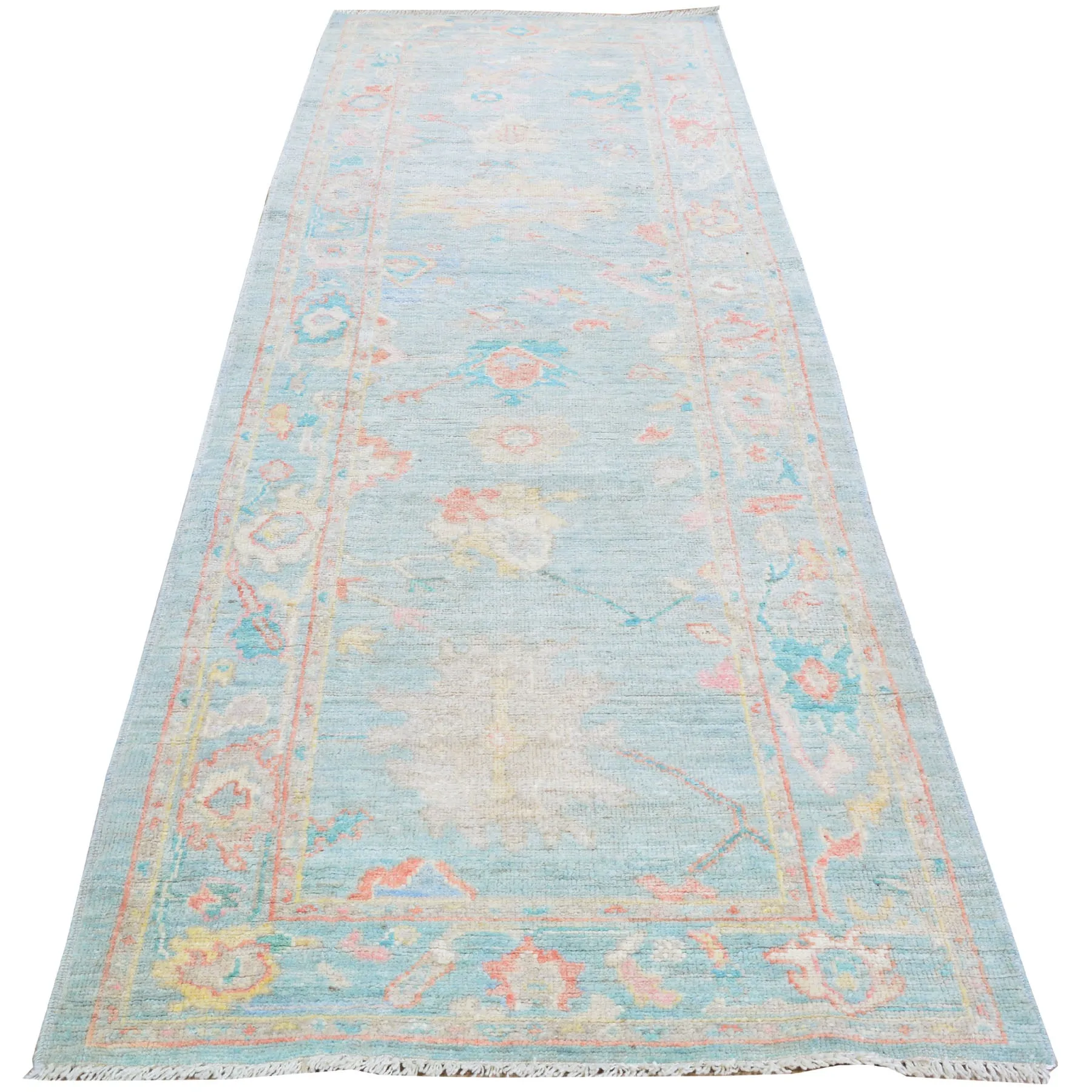Hand-Knotted Fine Afghan Oushak Design 100% Wool (Size 2.9 X 9.8) Cwral-8247
