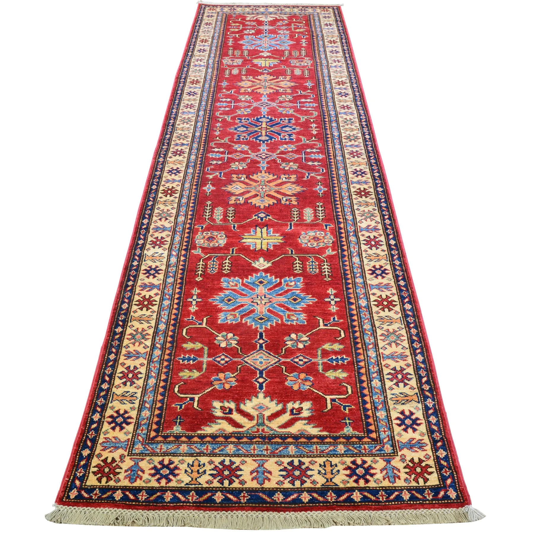Hand-Knotted Fine Caucasian Design Super Kazak 100% Wool Rug (Size 2.7 X 10.10) Brrsf-1893