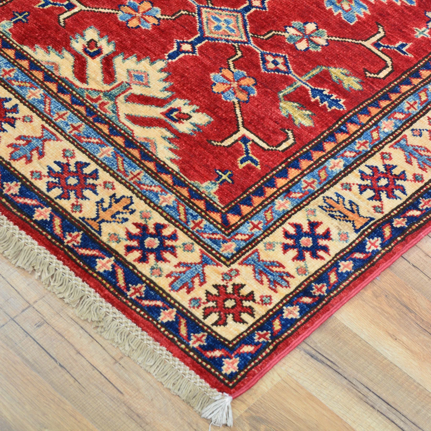 Hand-Knotted Fine Caucasian Design Super Kazak 100% Wool Rug (Size 2.7 X 10.10) Brrsf-1893