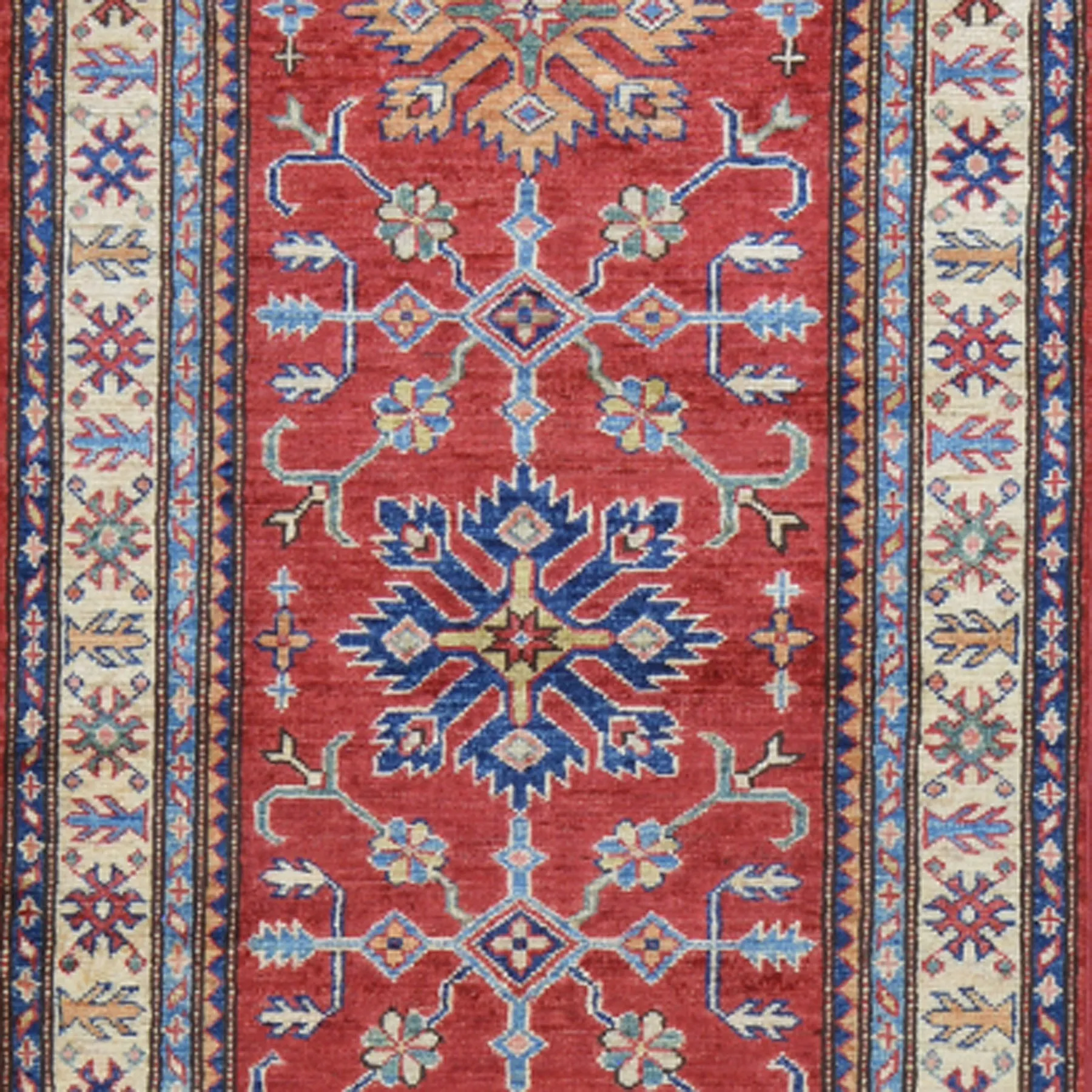Hand-Knotted Fine Caucasian Design Super Kazak 100% Wool Rug (Size 2.7 X 10.10) Brrsf-1893