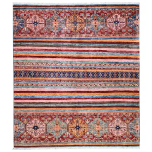 Hand-Knotted Fine Khorjin Design Wool Handmade Rug (Size 5.2 X 6.4) Brrsf-6147