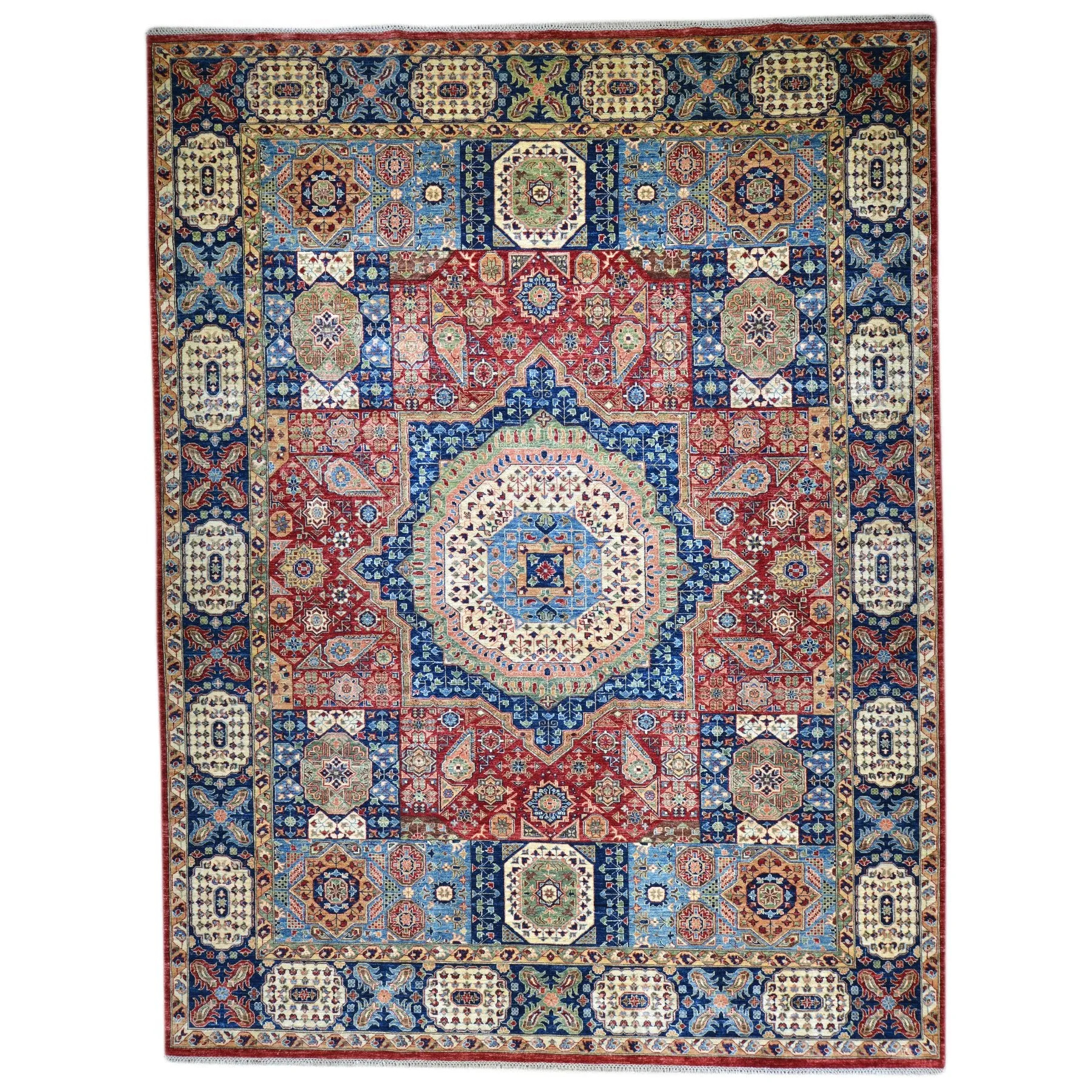 Hand-Knotted Fine Mamluk Design Handmade Oriental Wool Rug (Size 9.1 X 12.1) Brral-5388