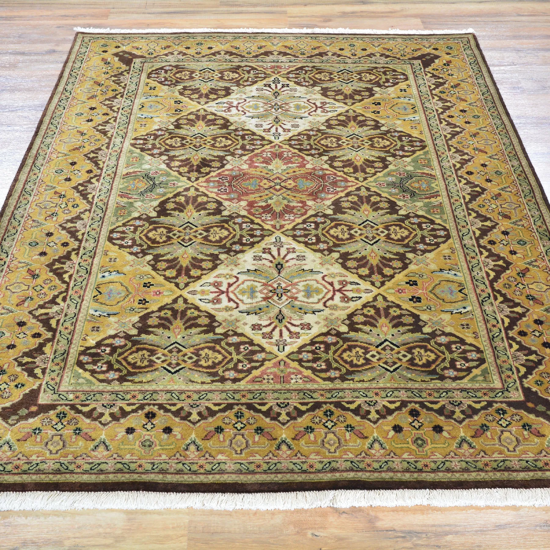Hand-Knotted Fine Rajasthan Traditional Wool Handmade Rug (Size 4.2 X 6.2) Brral-2391