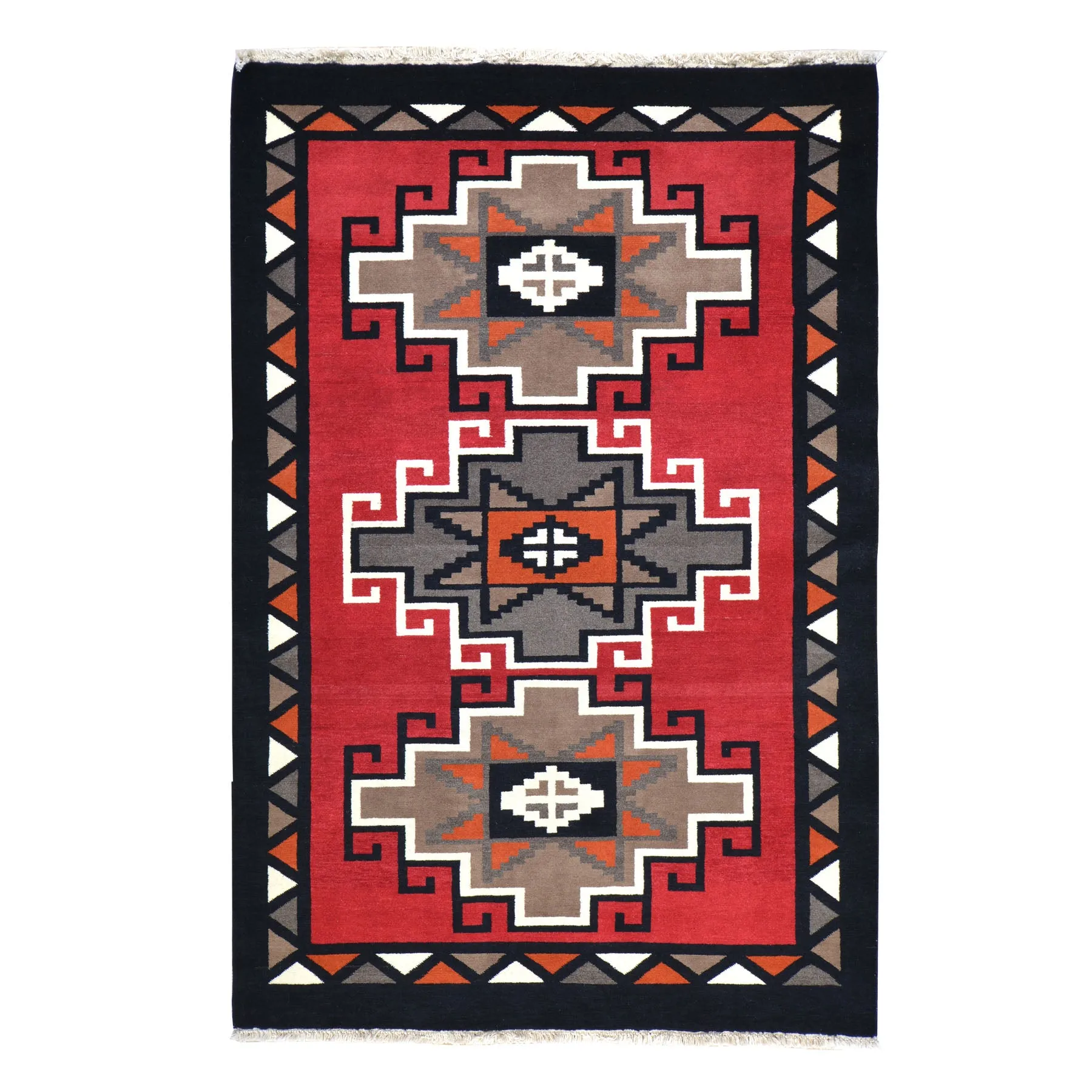 Hand-Knotted Fine Southwestern Design Wool Handmade Rug (Size 4.2 X 6.2) Brral-3240