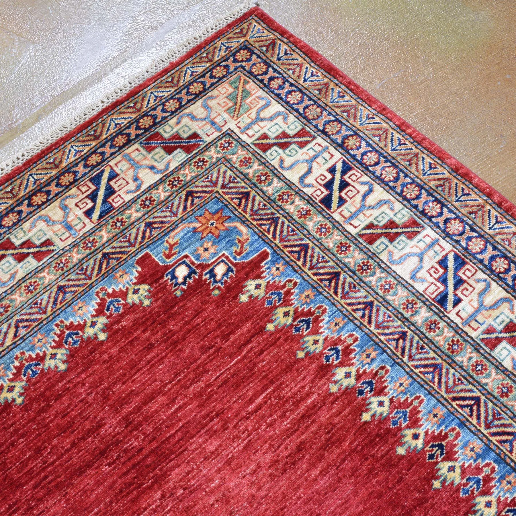 Hand-Knotted Fine Super Kazak Modern Caucasian Design Wool Rug (Size 5.0 X 6.8) Brrsf-738