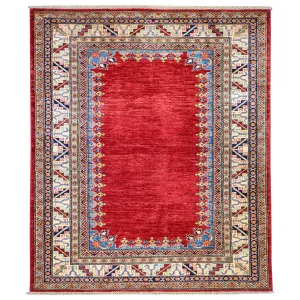 Hand-Knotted Fine Super Kazak Modern Caucasian Design Wool Rug (Size 5.0 X 6.8) Brrsf-738