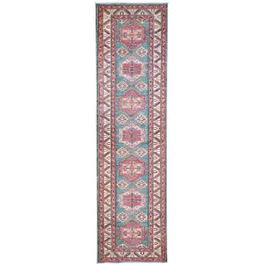 Hand-Knotted Fine Super Kazak Rug Geometric Design 100% Wool (Size 2.9 X 10.0) Brrsf-207