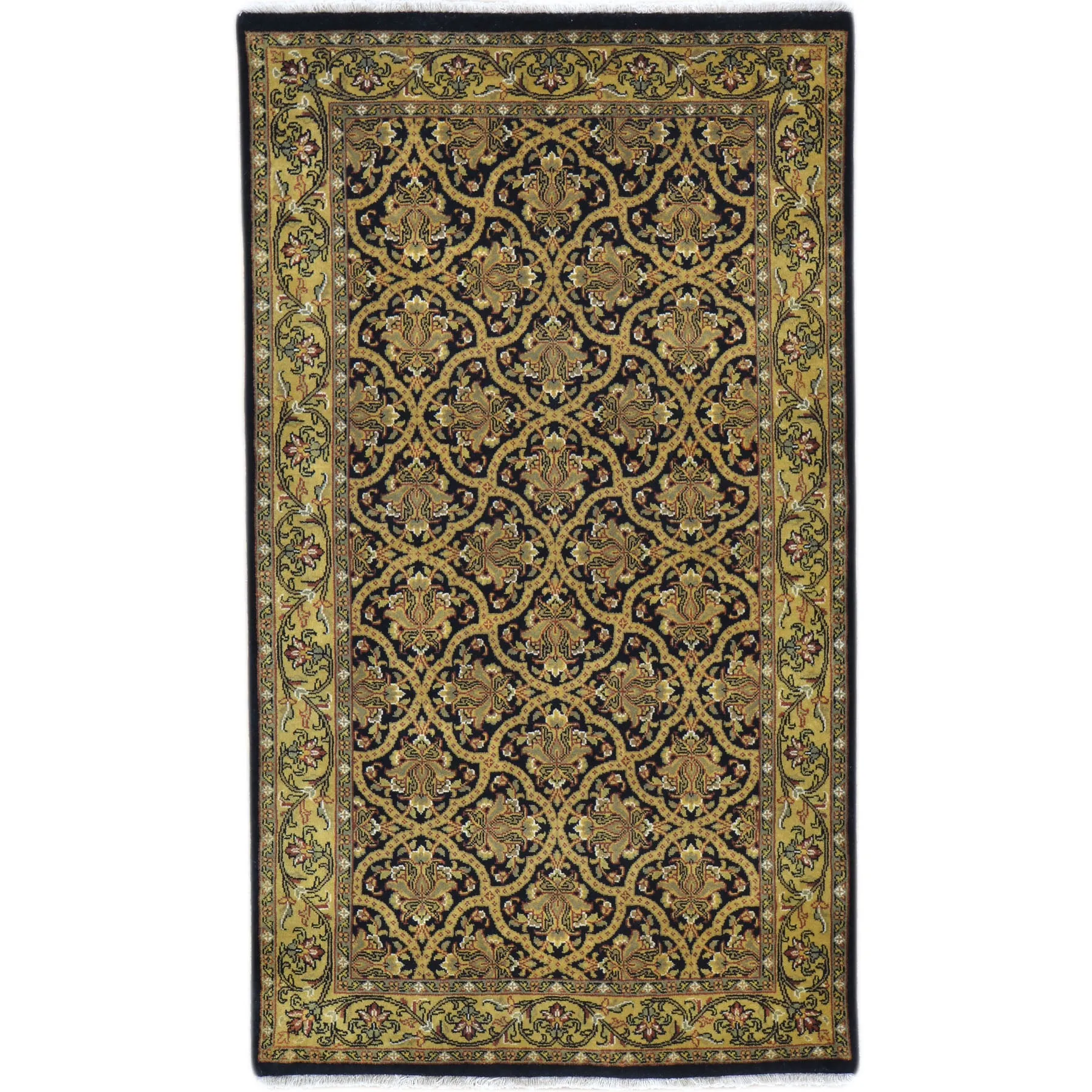 Hand-Knotted Fine T Wash Indian Traditional Handmade Wool Rug (Size 2.10 X 5.0) Cwral-75