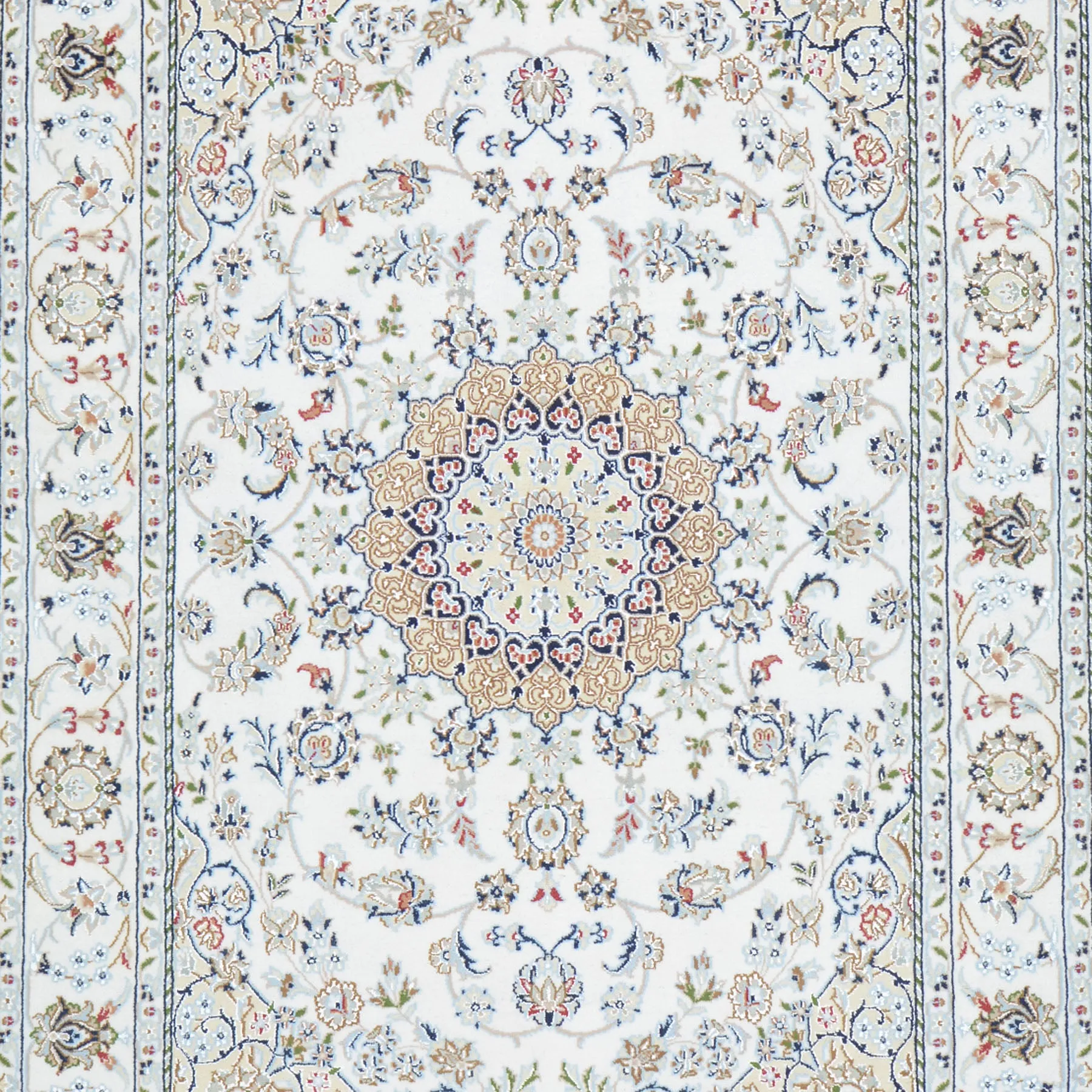 Hand-Knotted Fine Wool and Silk Traditional Nain Design Handmade Rug (Size 4.7 X 6.10) Cwral-9783