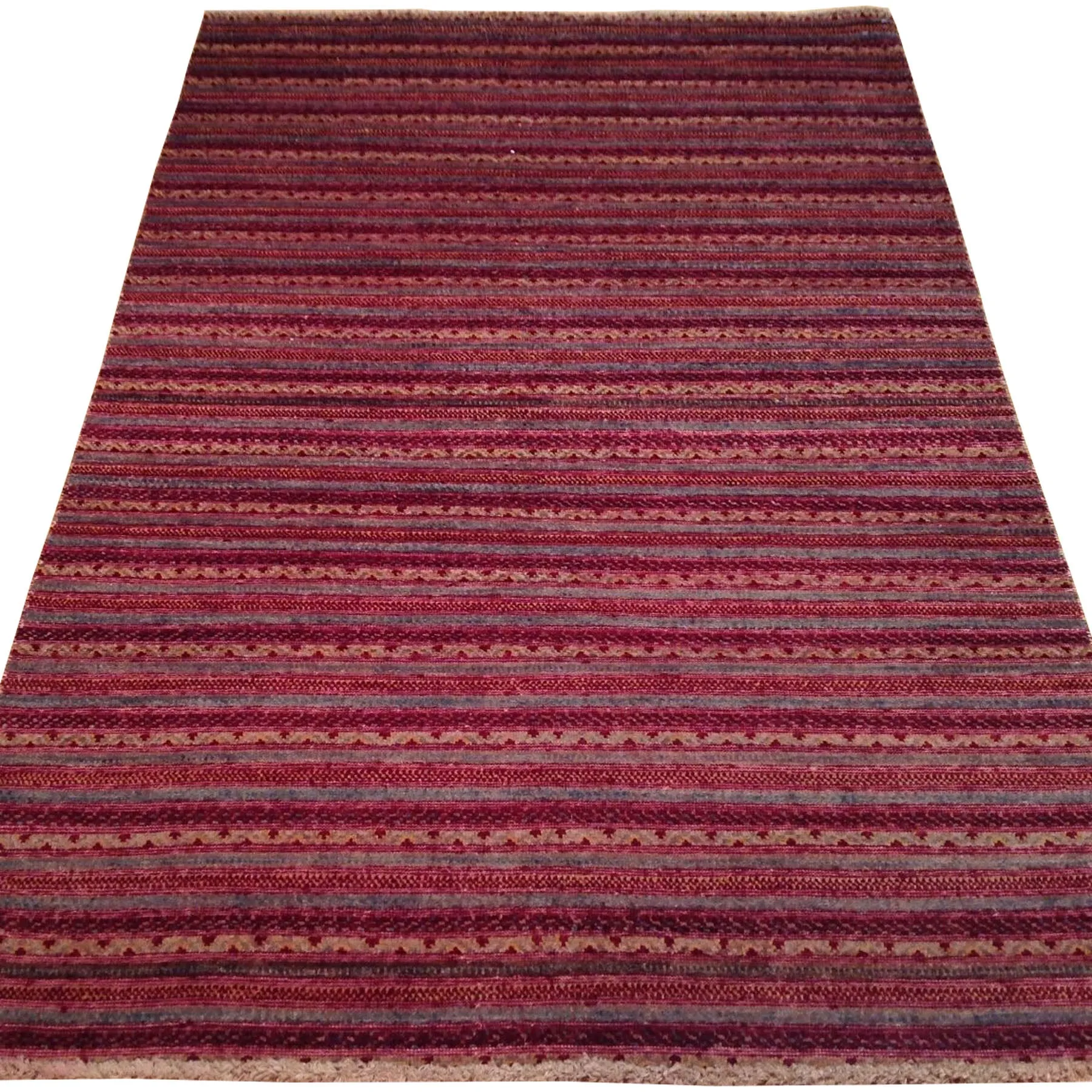 Hand-Knotted Gabbeh Striped Design Wool Handmade Rug (Size 4.0 X 6.0) Brral-660