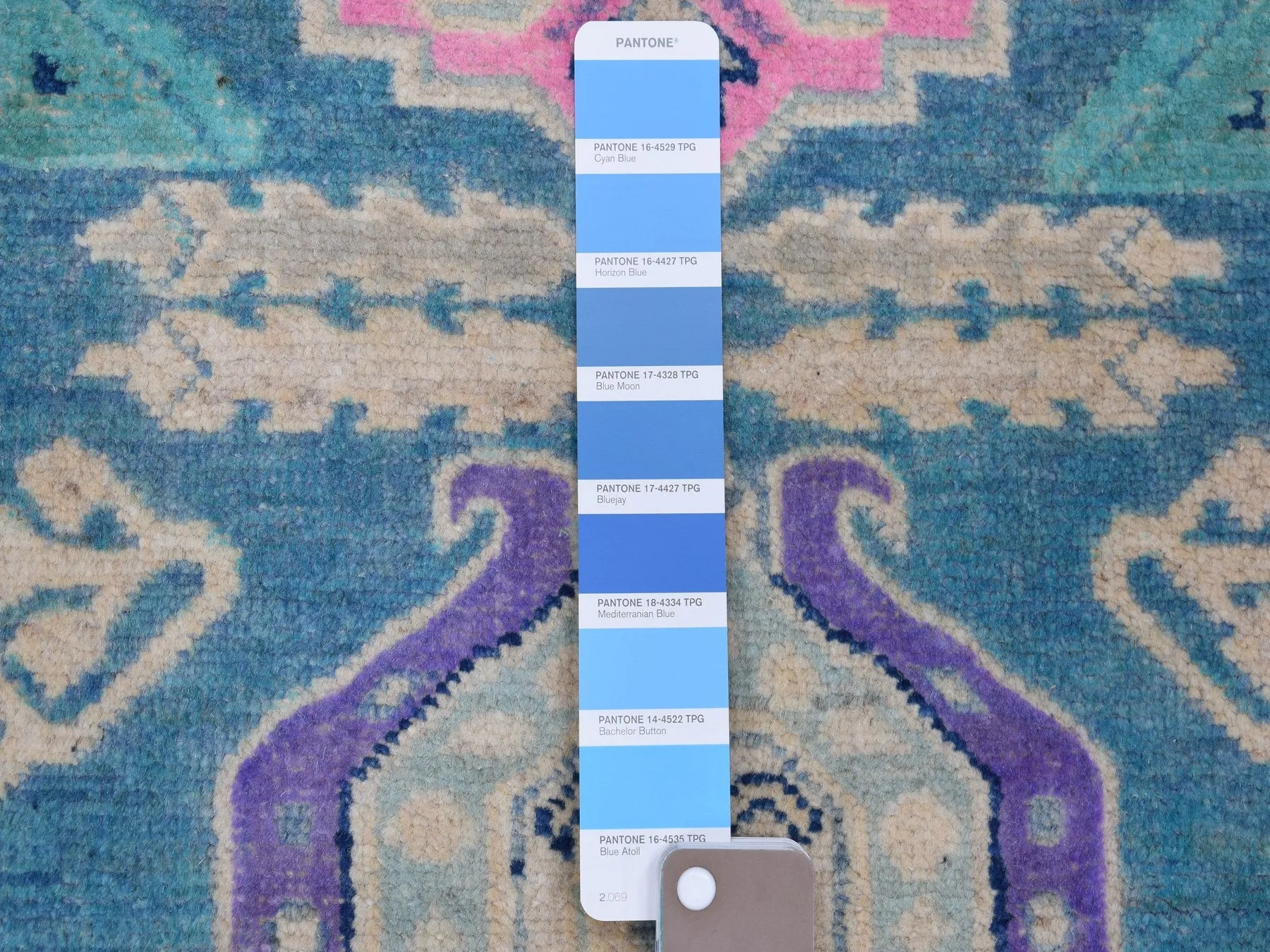 Hand-Knotted Handmade Colorful Geometric Design Wool Rug (Size 2.7 X 9.5) Cwral-7404