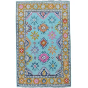 Hand-Knotted Handmade Geometric Design Wool Rug (Size 3.10 X 6.0) Cwral-7458