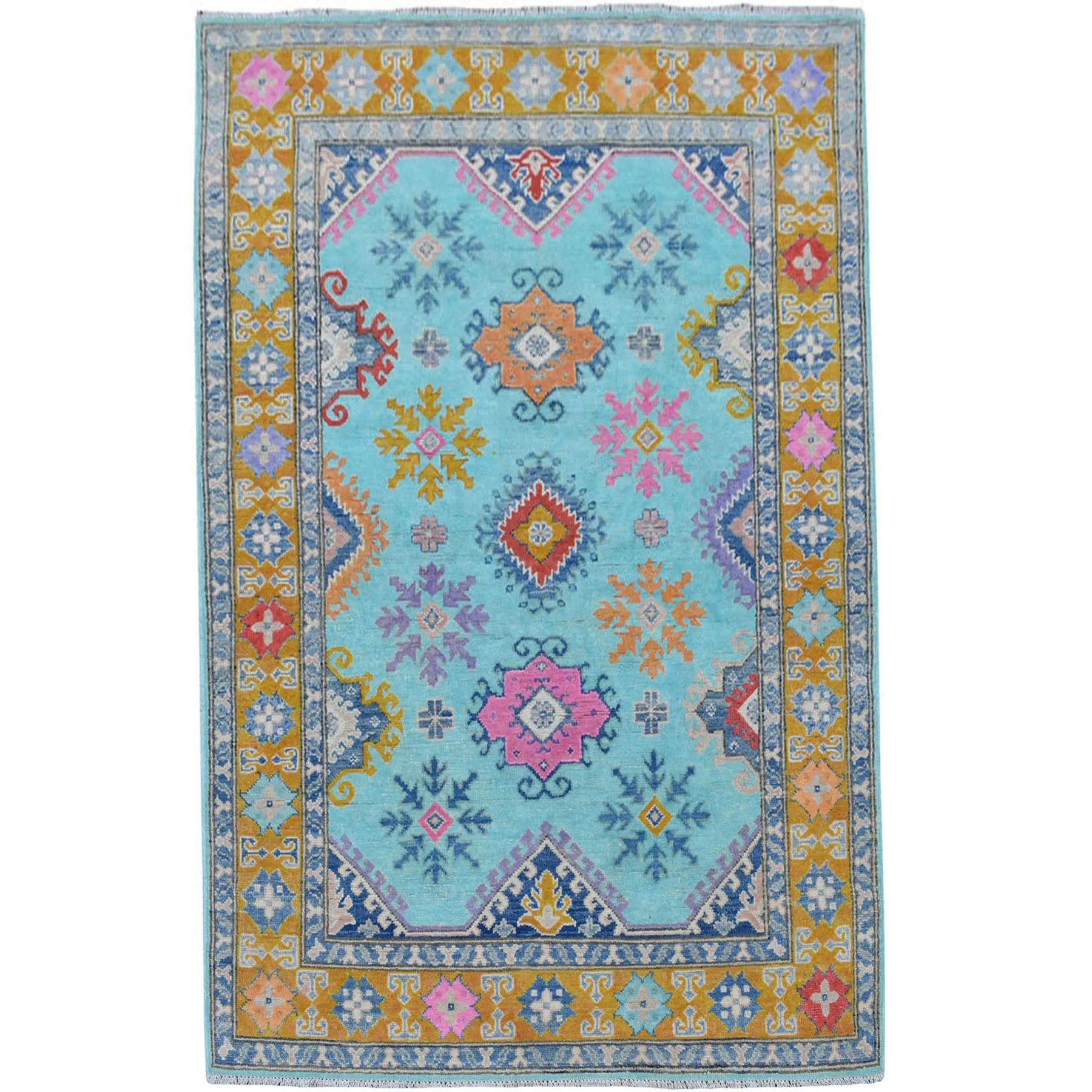 Hand-Knotted Handmade Geometric Design Wool Rug (Size 3.10 X 6.0) Cwral-7458