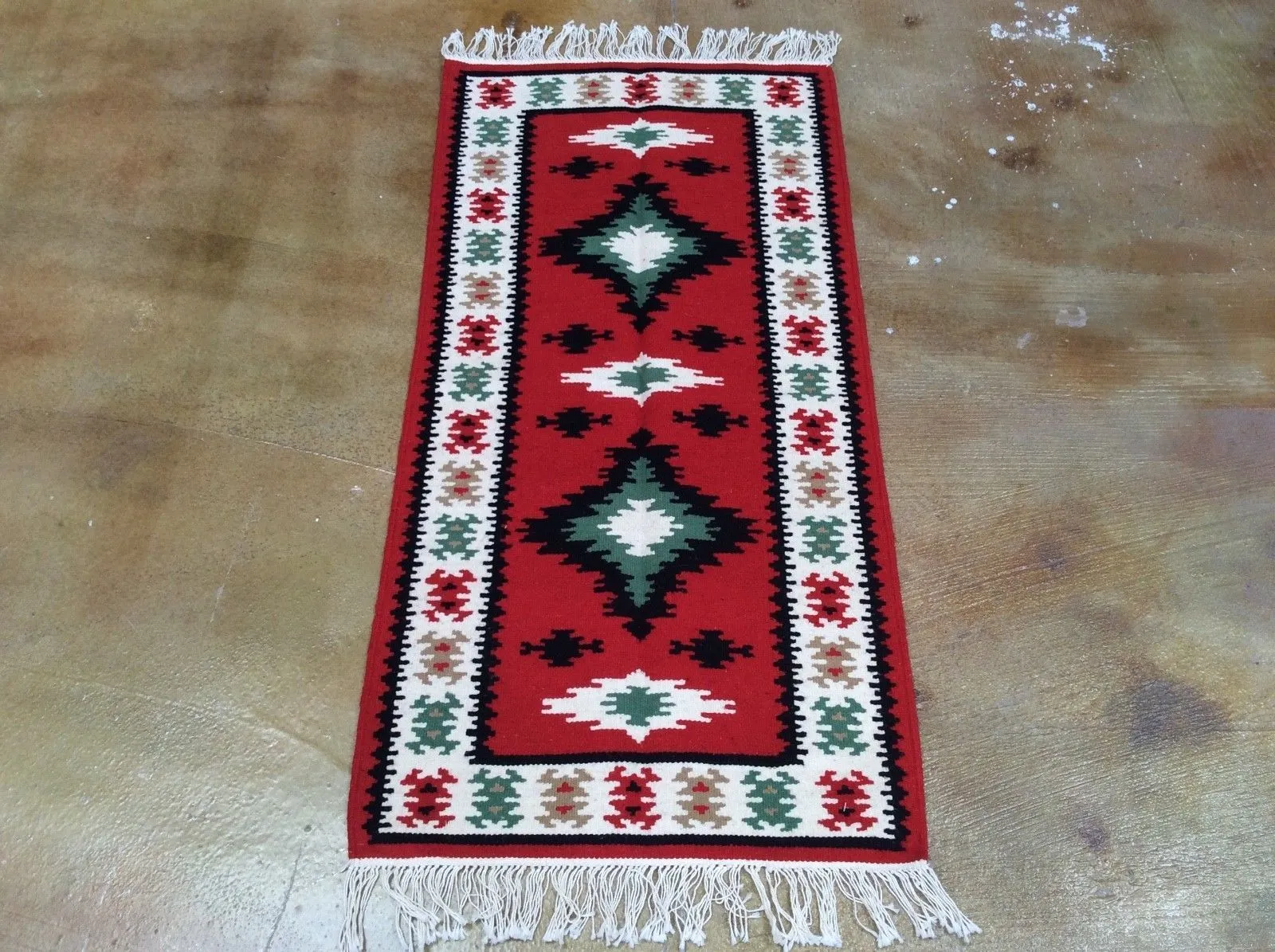 Hand-Knotted Handmade Kilim Reversible Wool Geometric Design Rug (Size 2.0 X 4.1) Brrsf-483