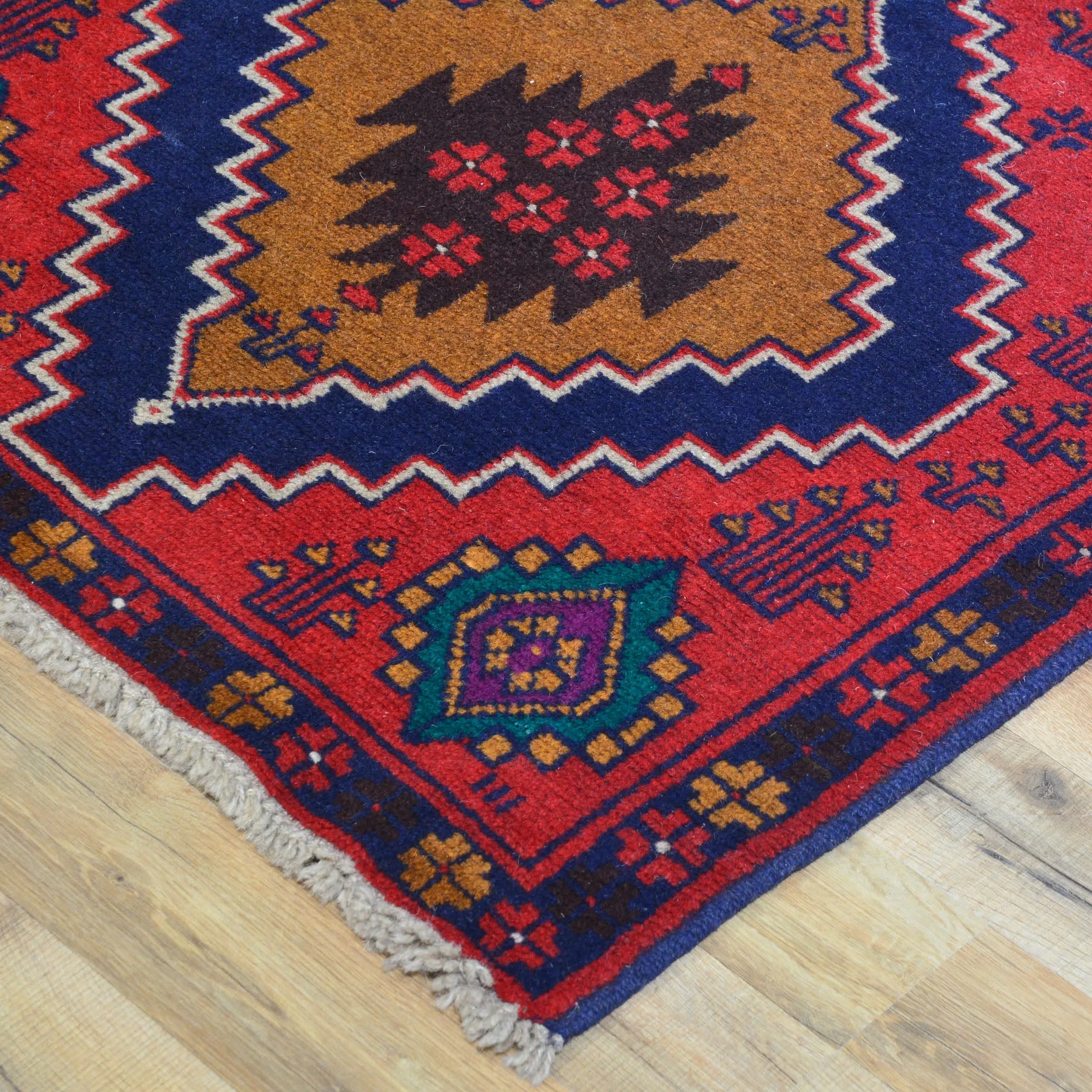 Hand-Knotted Handmade Tribal Persian Baluchi 100% Wool Rug (Size 2.9 X 12.11) Brral-2946
