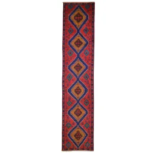 Hand-Knotted Handmade Tribal Persian Baluchi 100% Wool Rug (Size 2.9 X 12.11) Brral-2946