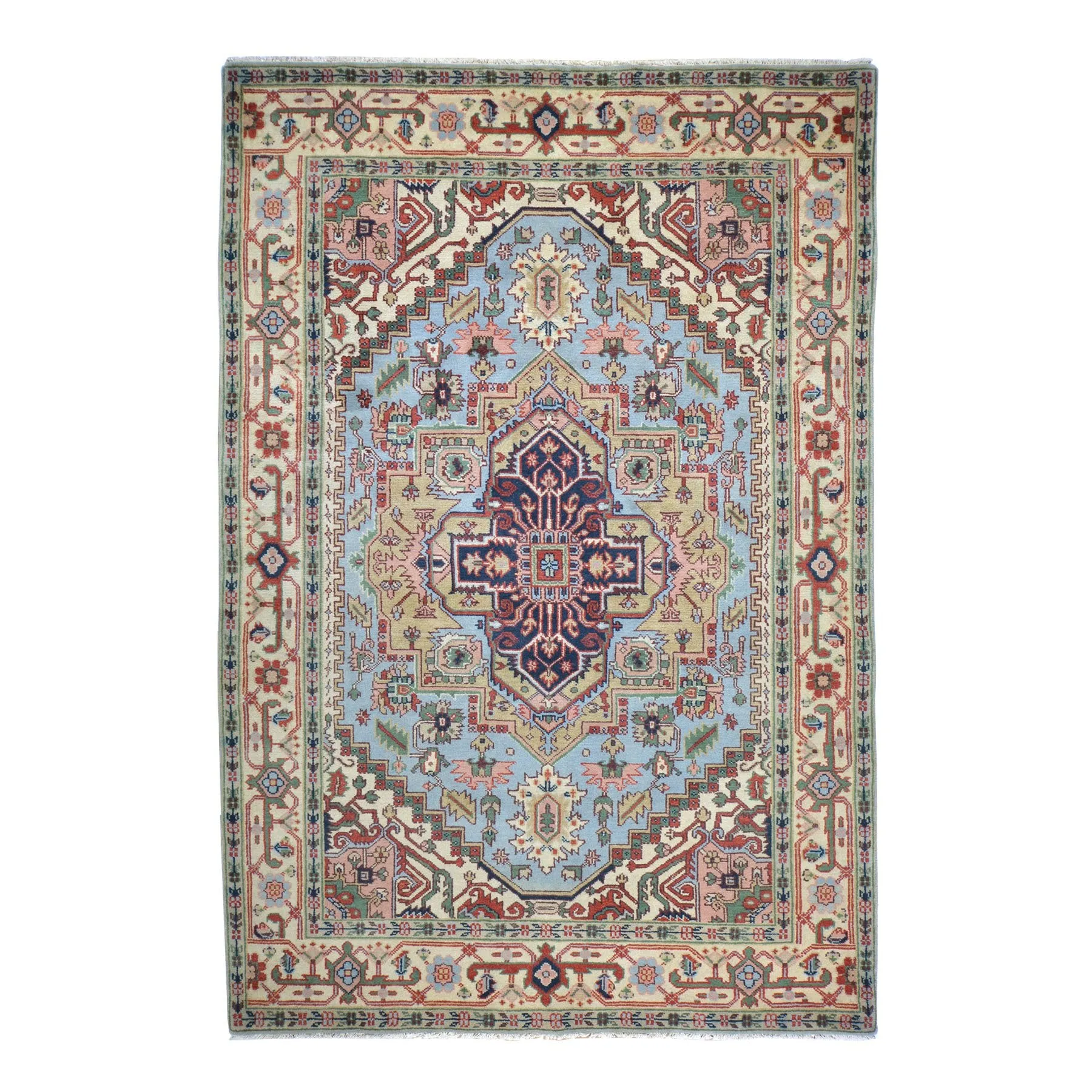 Hand-Knotted Heriz Serapi Design Wool Handmade Rug (Size 6.0 X 9.0) Cwral-2643