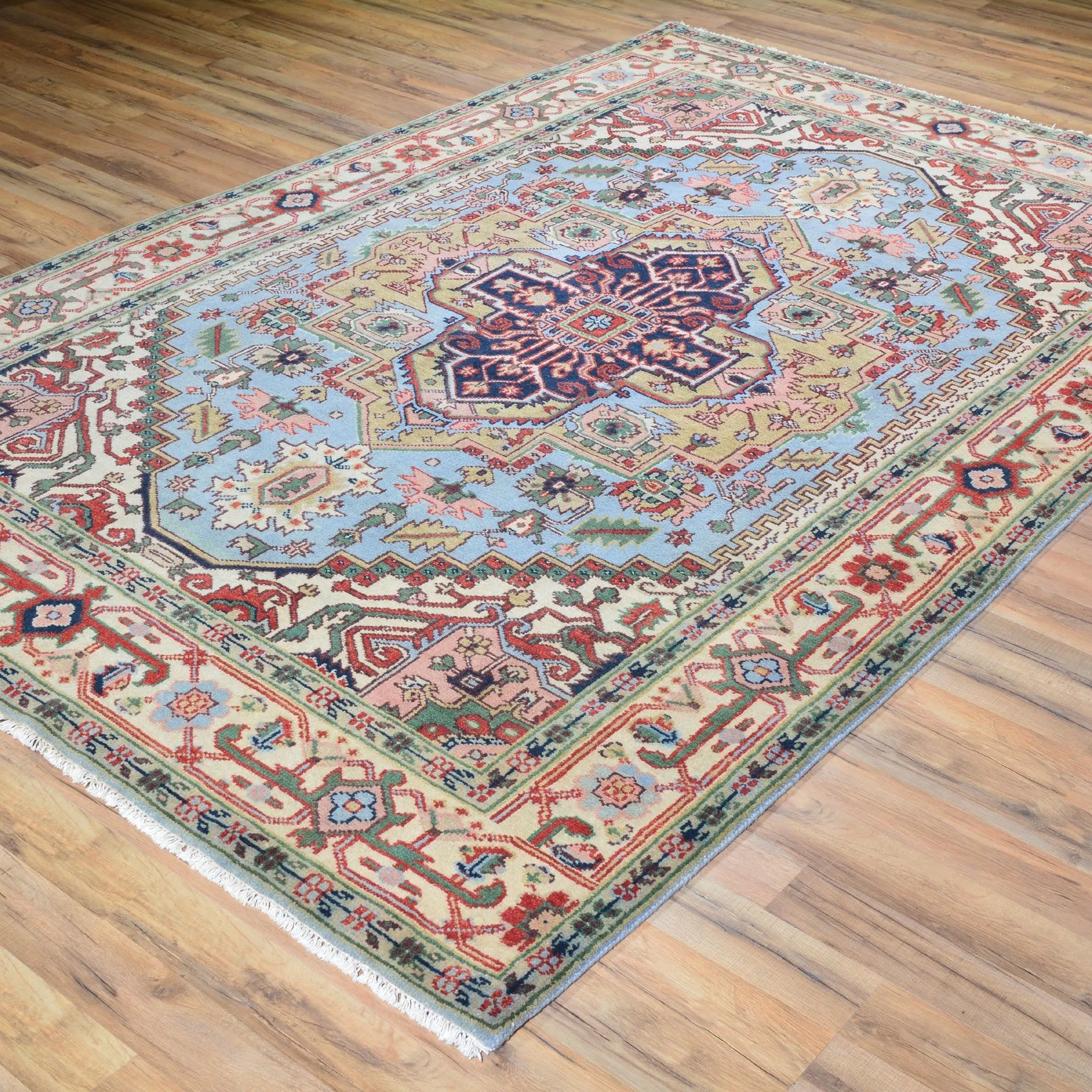 Hand-Knotted Heriz Serapi Design Wool Handmade Rug (Size 6.0 X 9.0) Cwral-2643