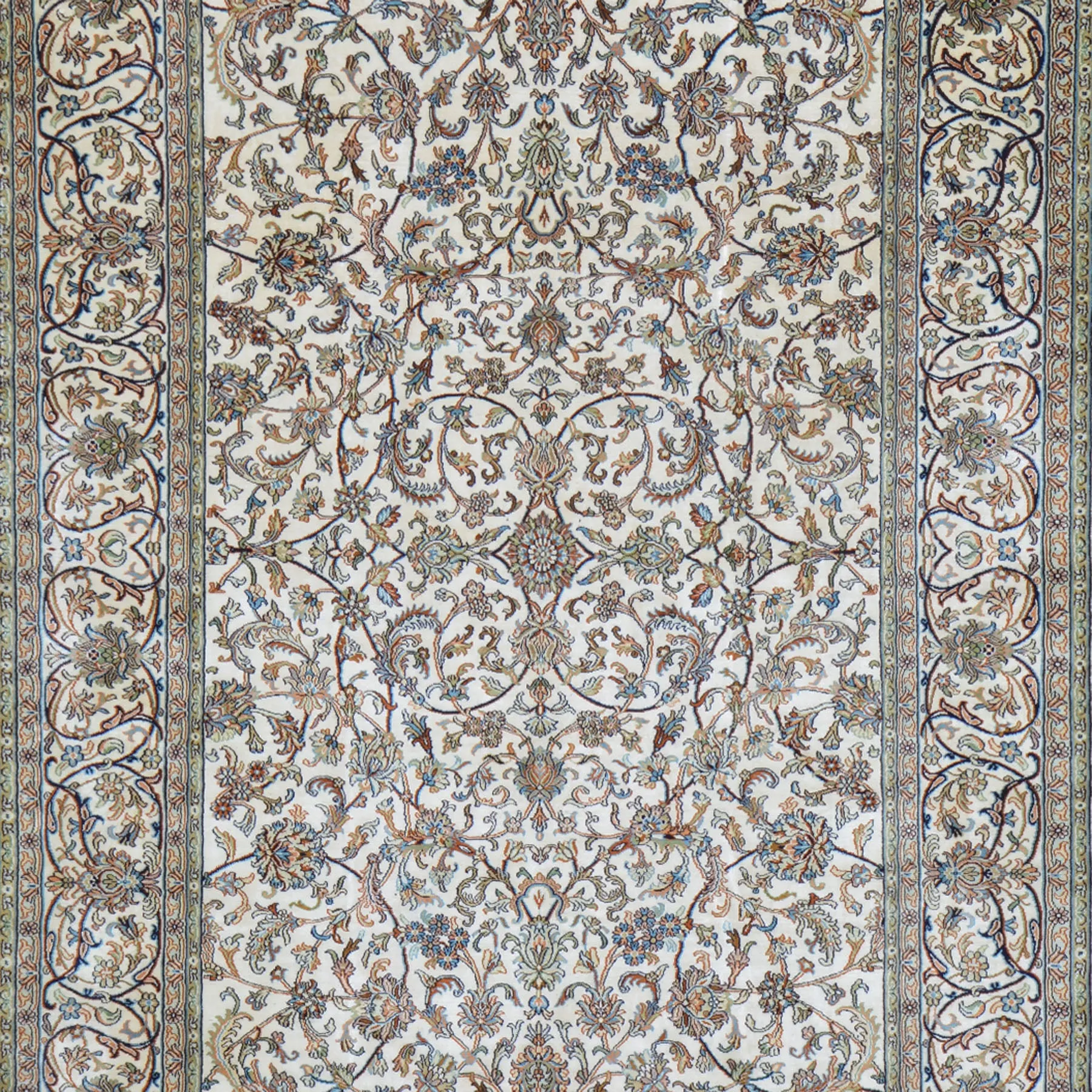 Hand-Knotted Kashmiri Silk Traditional Design Handmade Rug (Size 4.1 X 6.2) Cwral-11124