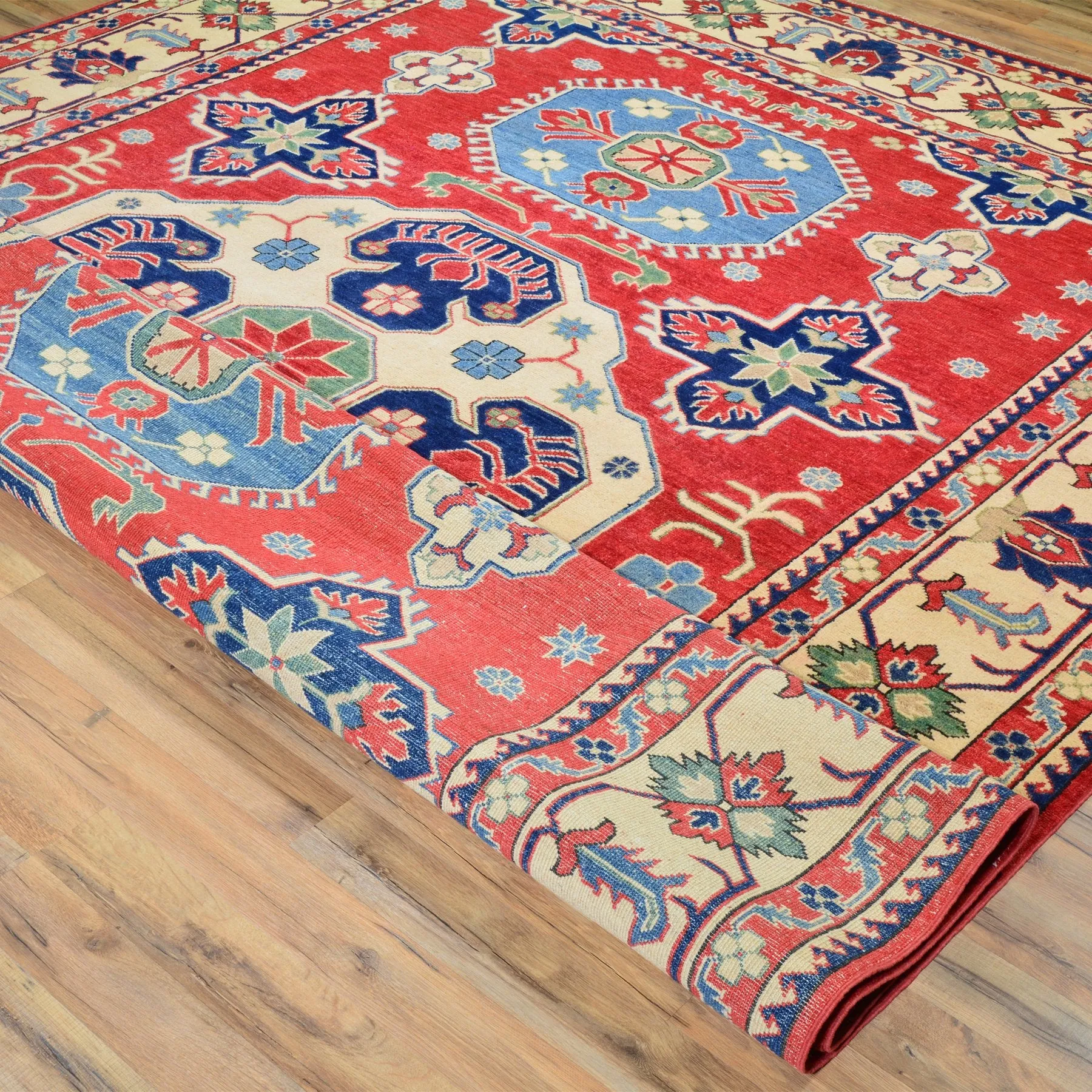Hand-Knotted Kazak Design Tribal Handmade Wool Rug (Size 8.4 X 11.6) Brral-3879
