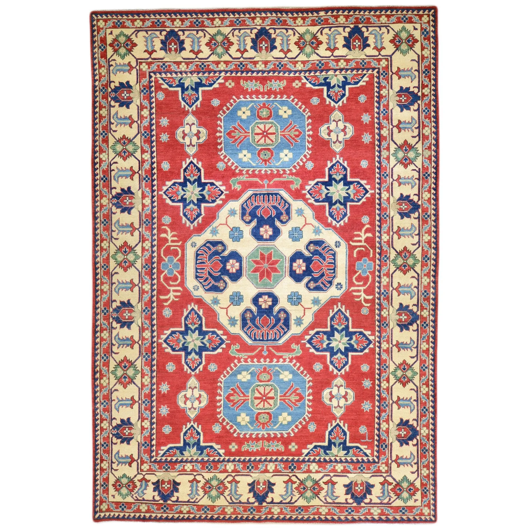 Hand-Knotted Kazak Design Tribal Handmade Wool Rug (Size 8.4 X 11.6) Brral-3879